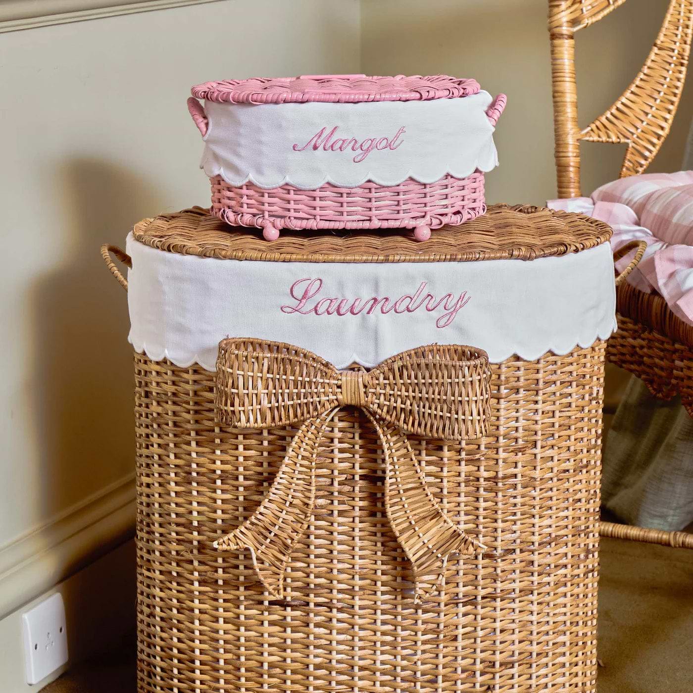 Isabella Pink Rattan Basket (Extra Small)