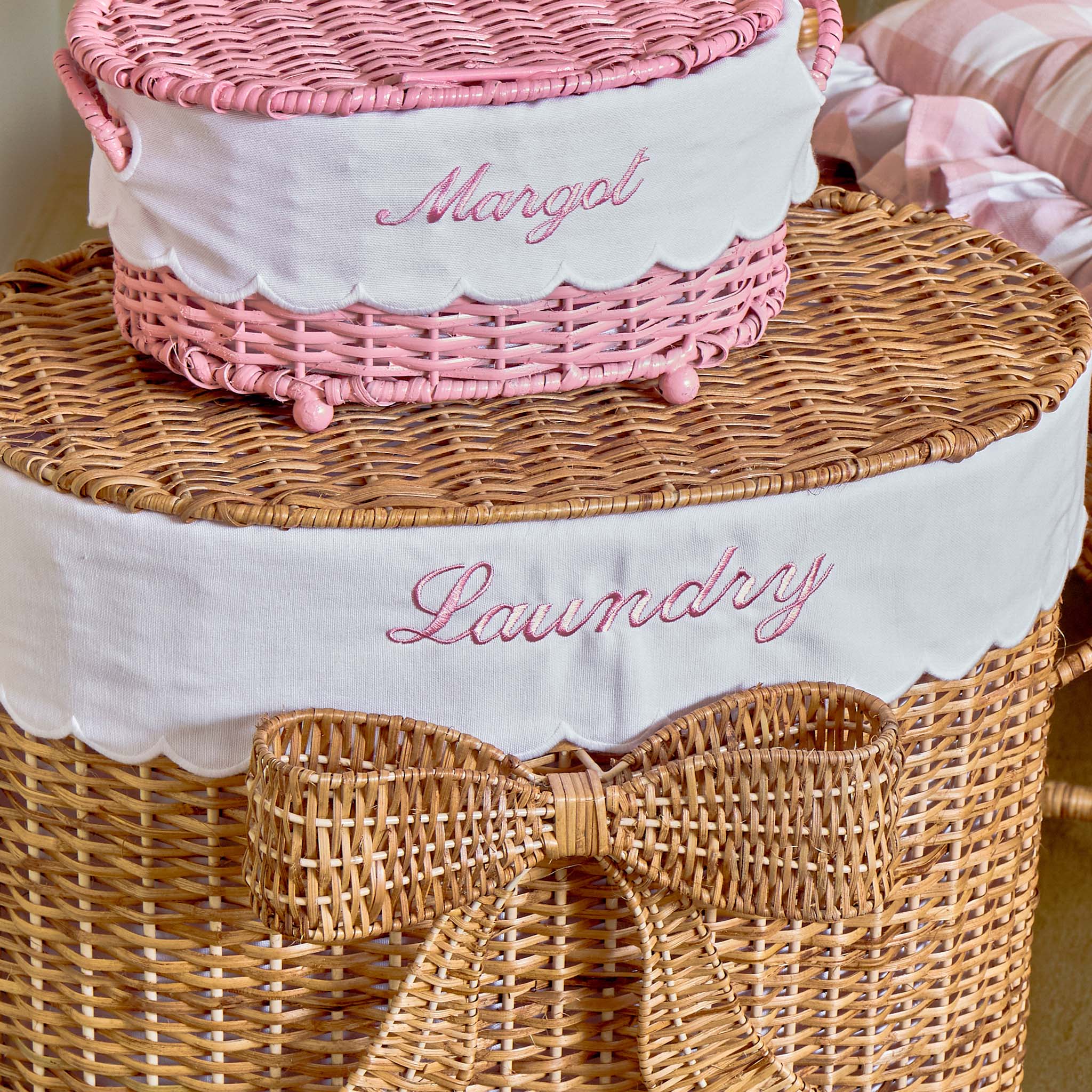 Isabella Pink Rattan Basket (Extra Small)