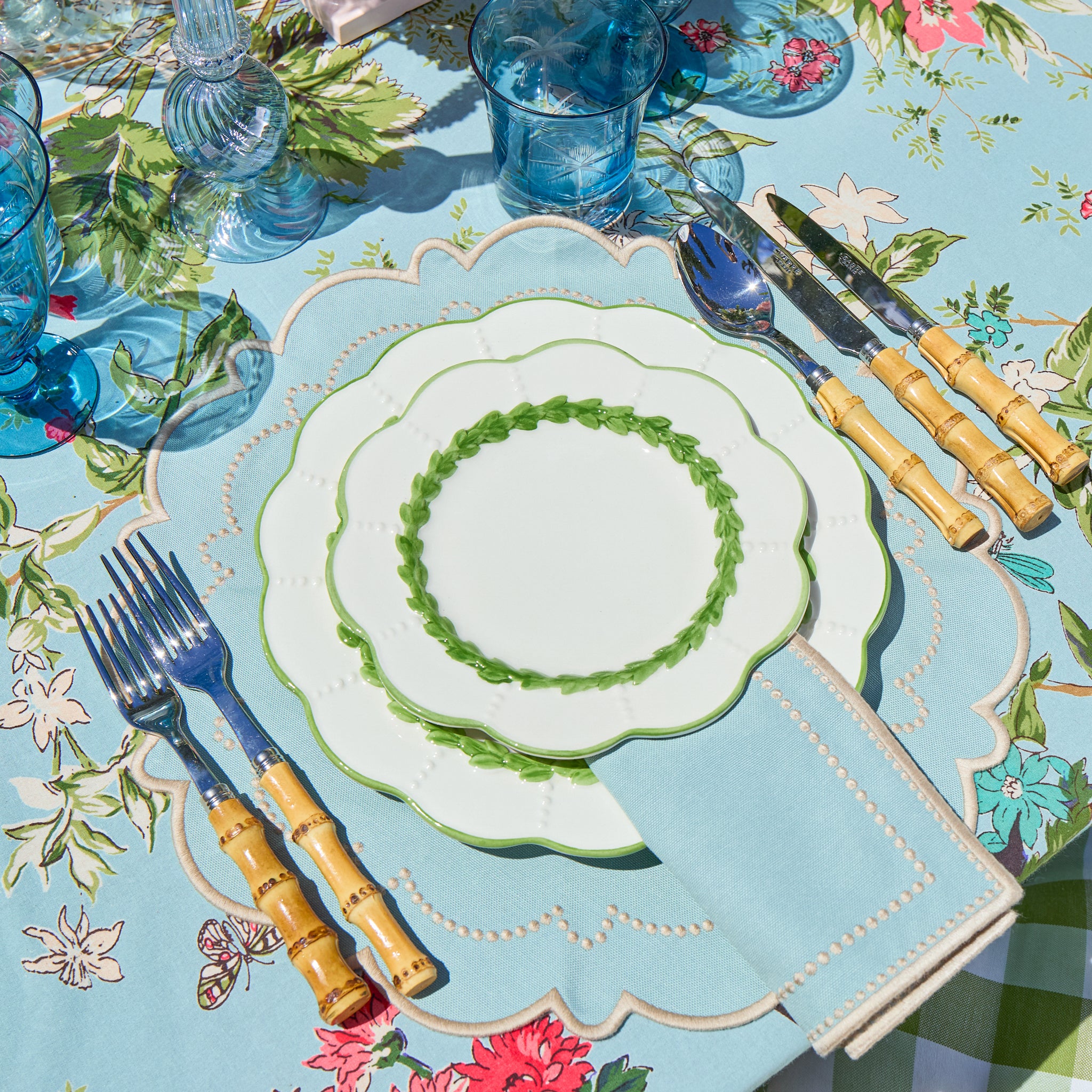 Duck-egg Blue & Sand Mariana Placemats (Set of 4)