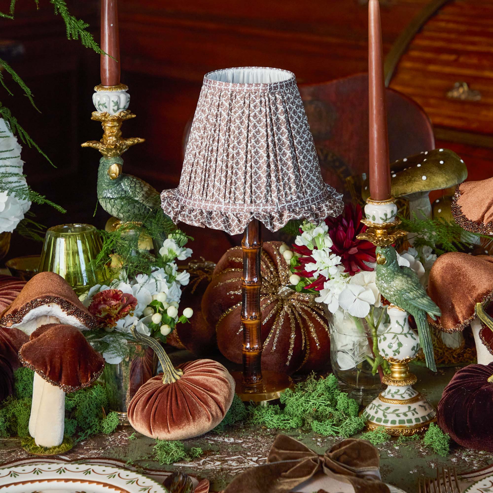 Chocolate Lotus Ruffle Lampshade (18cm)