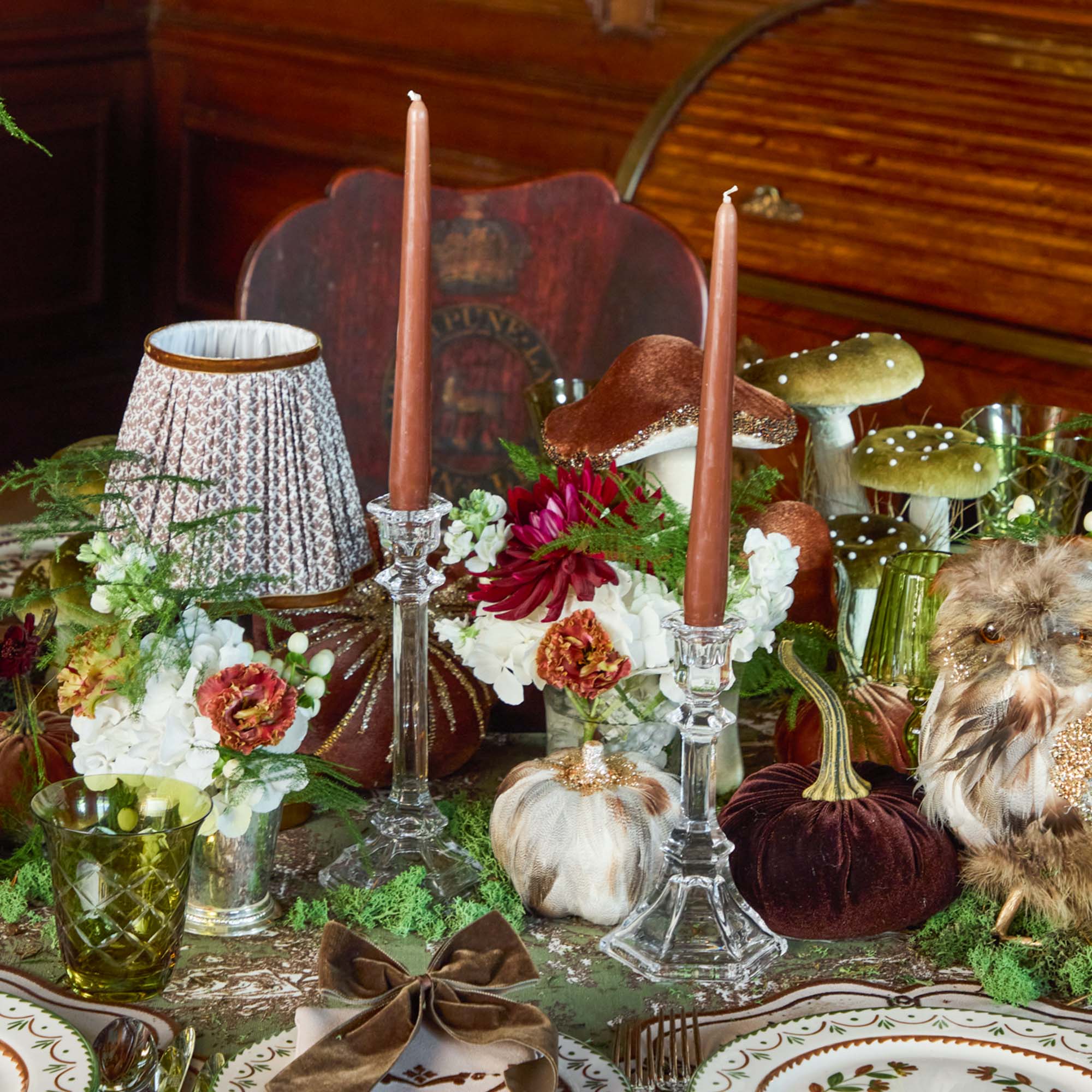Small Glass Column Candle Holders (Pair)