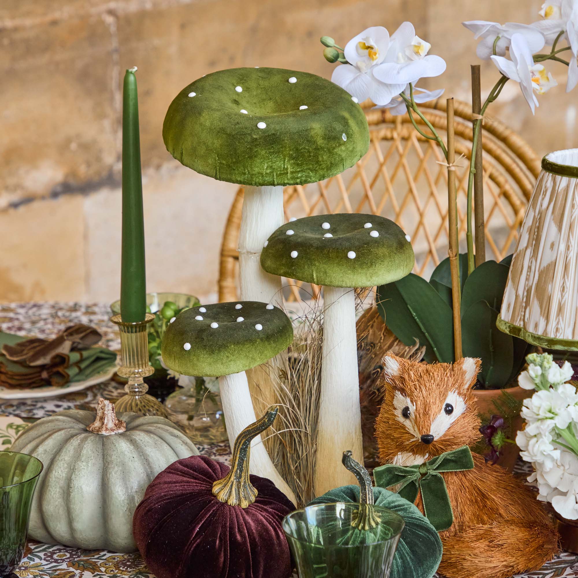 Large Green Spotted Mushroom (Pair)
