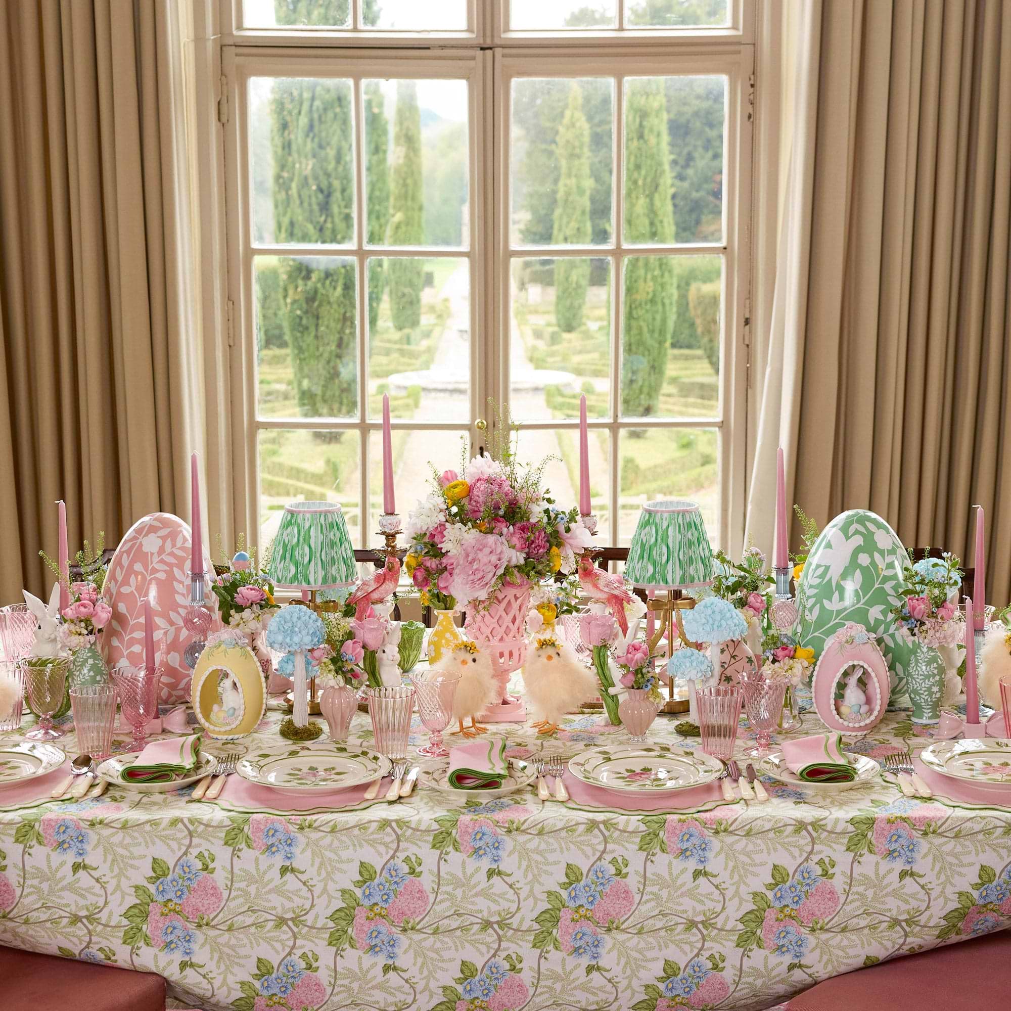 Pink & Blue Lady Isabella's Garden Tablecloth