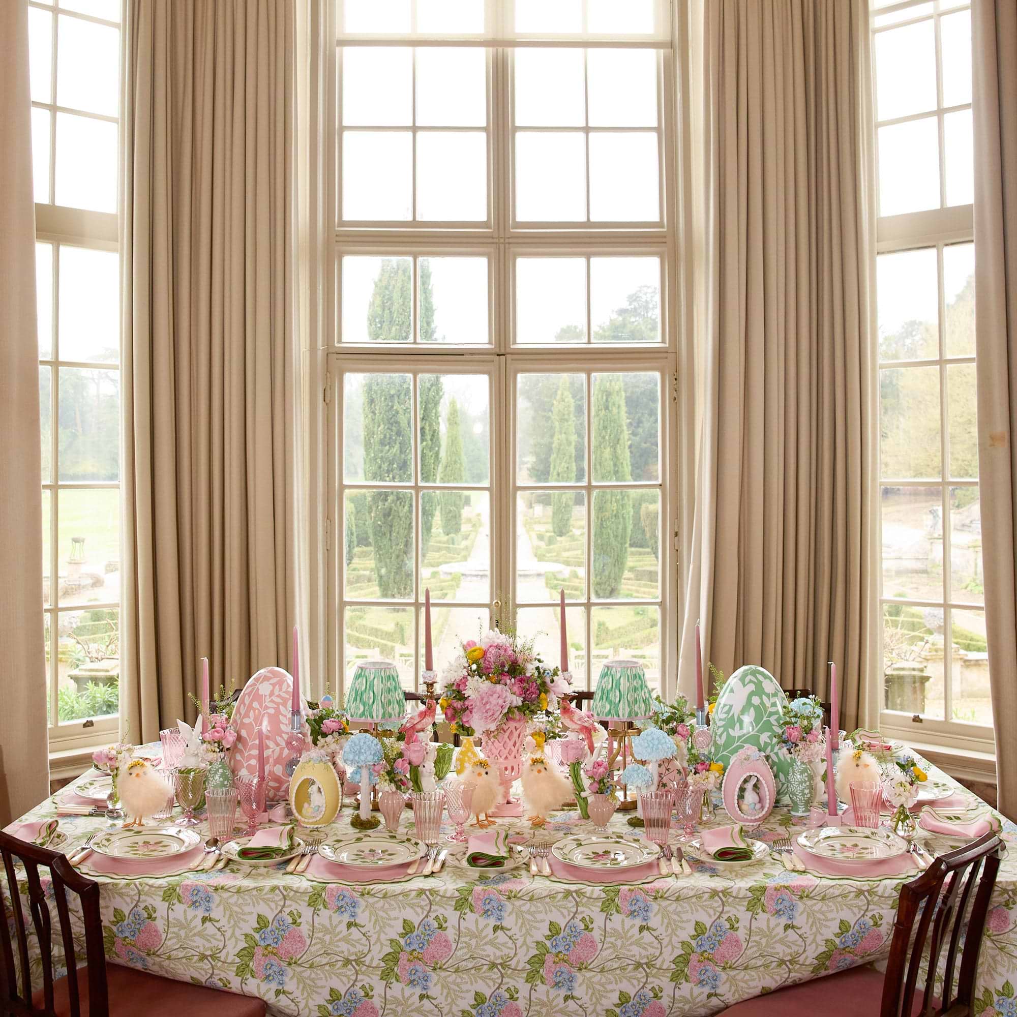 Pink & Blue Lady Isabella's Garden Tablecloth