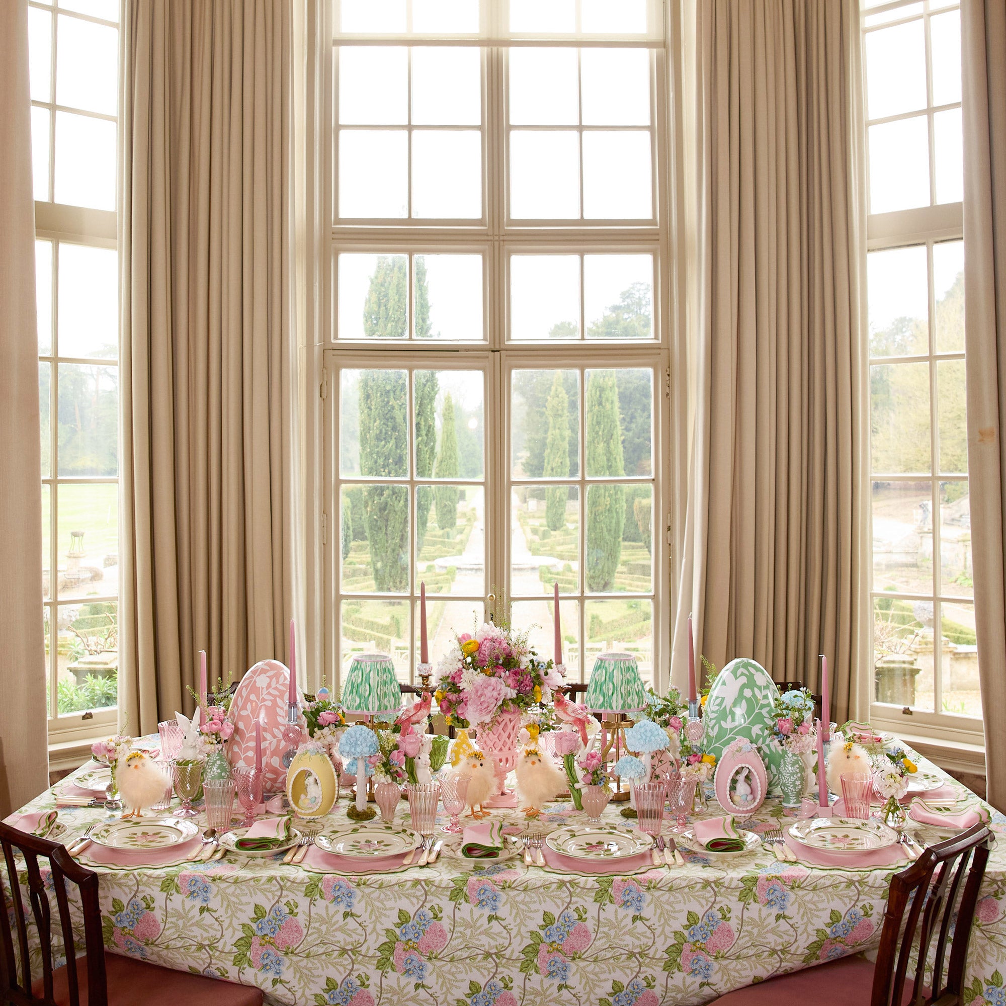Pink & Blue Lady Isabella's Garden Tablecloth