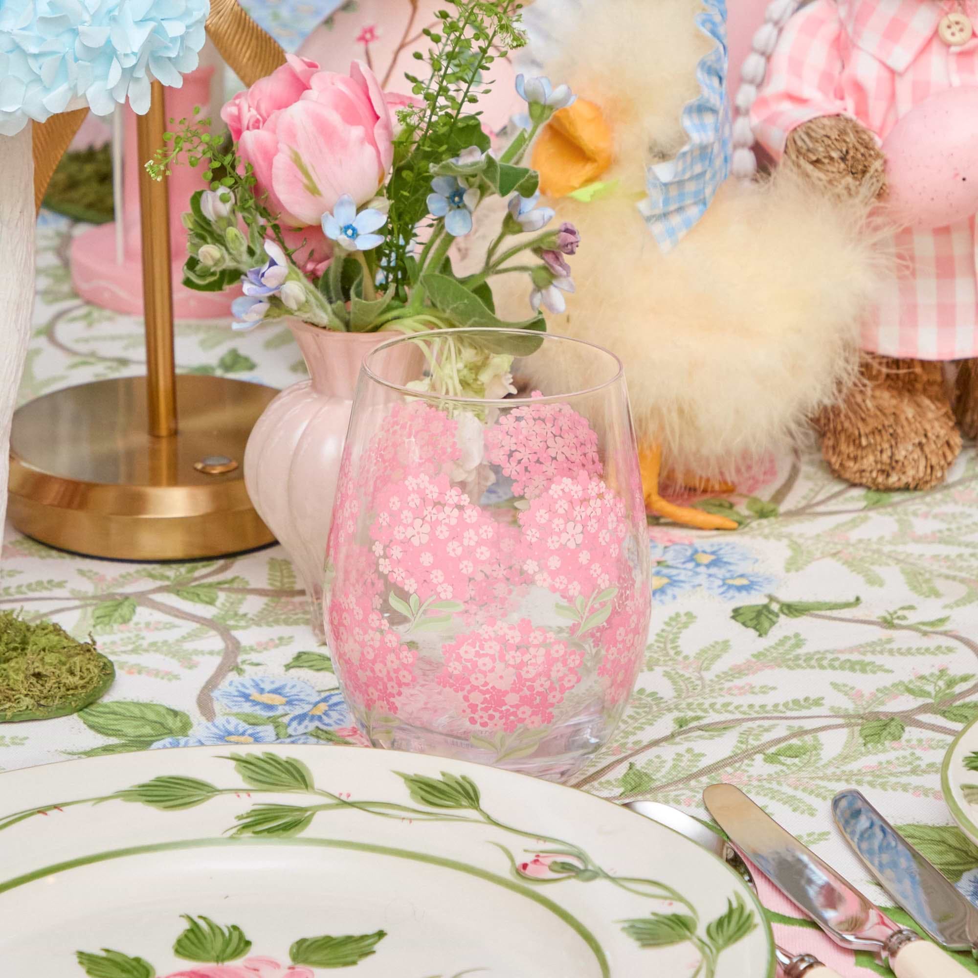 Pink Hydrangea Glasses (Set of 4)