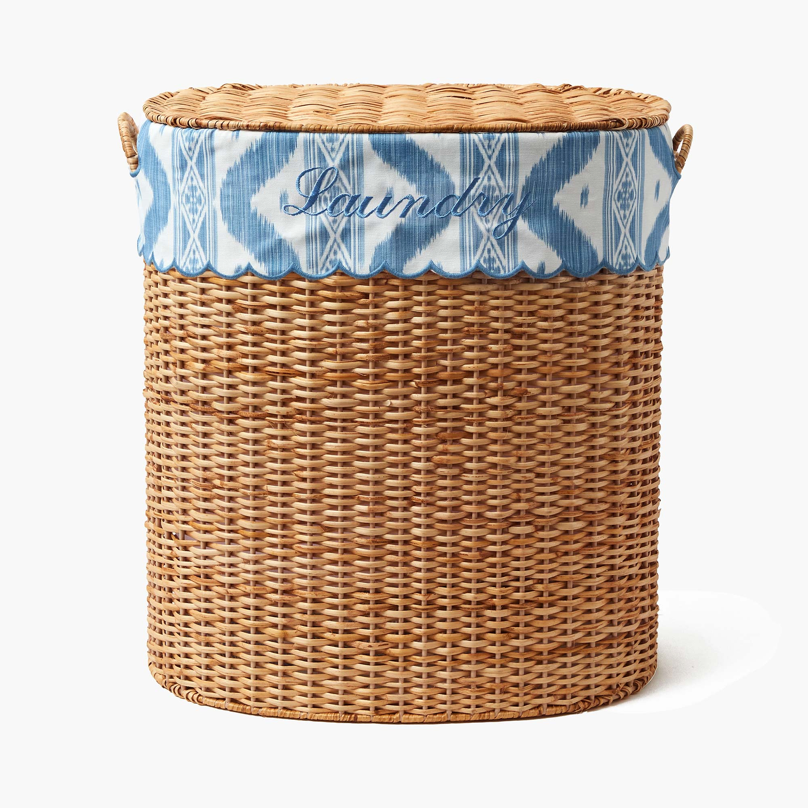 Isabella Rattan Laundry Basket with Ikat Liner