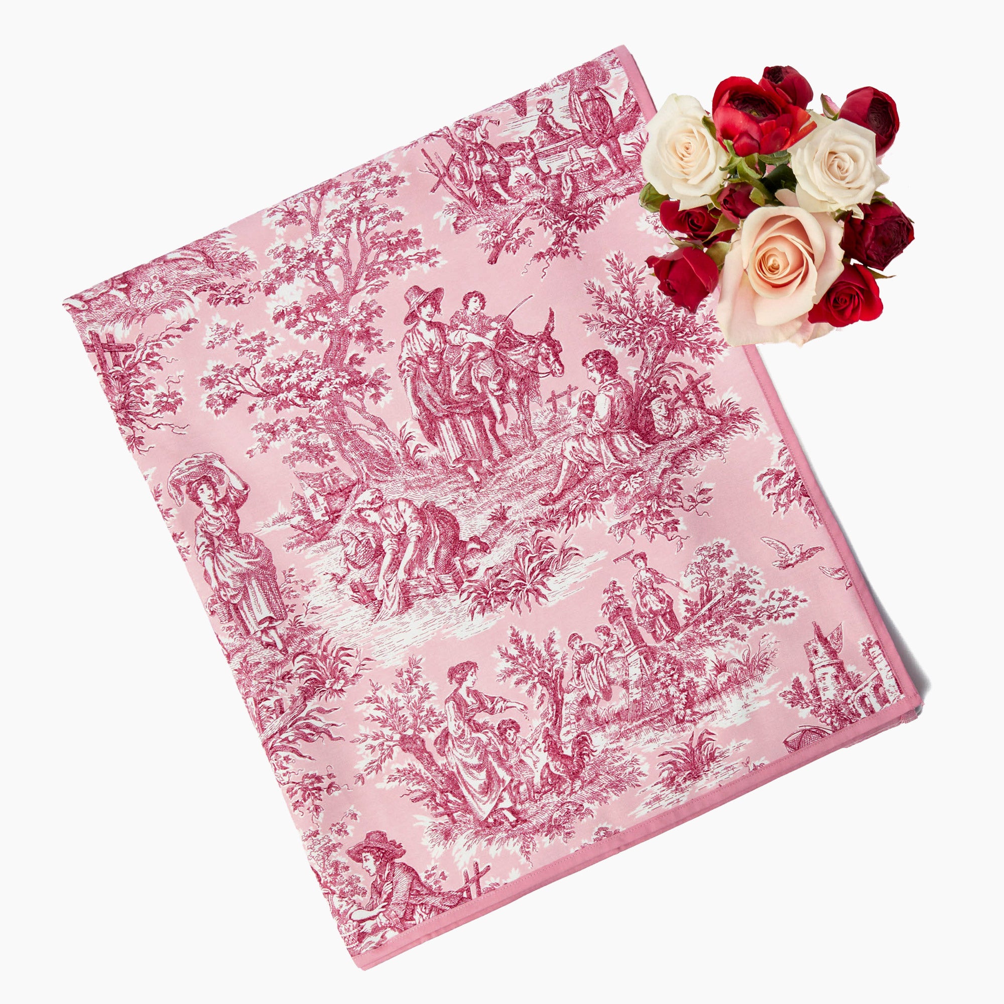 Pink Isla Toile Tablecloth