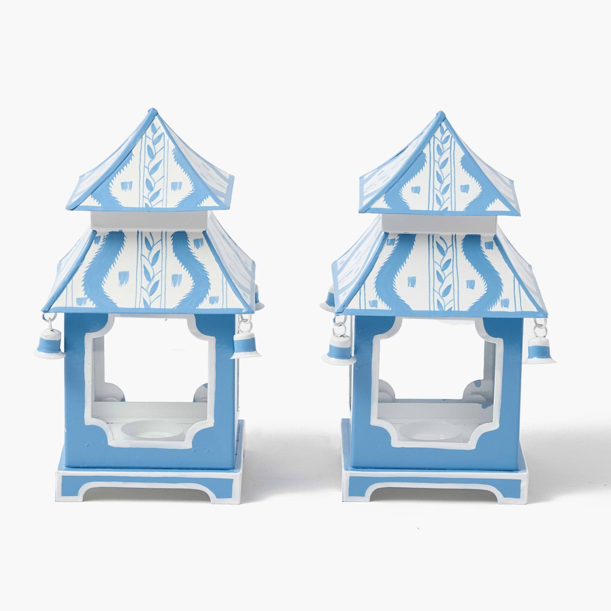 Mini Blue Ikat Pagoda Lantern (Pair)