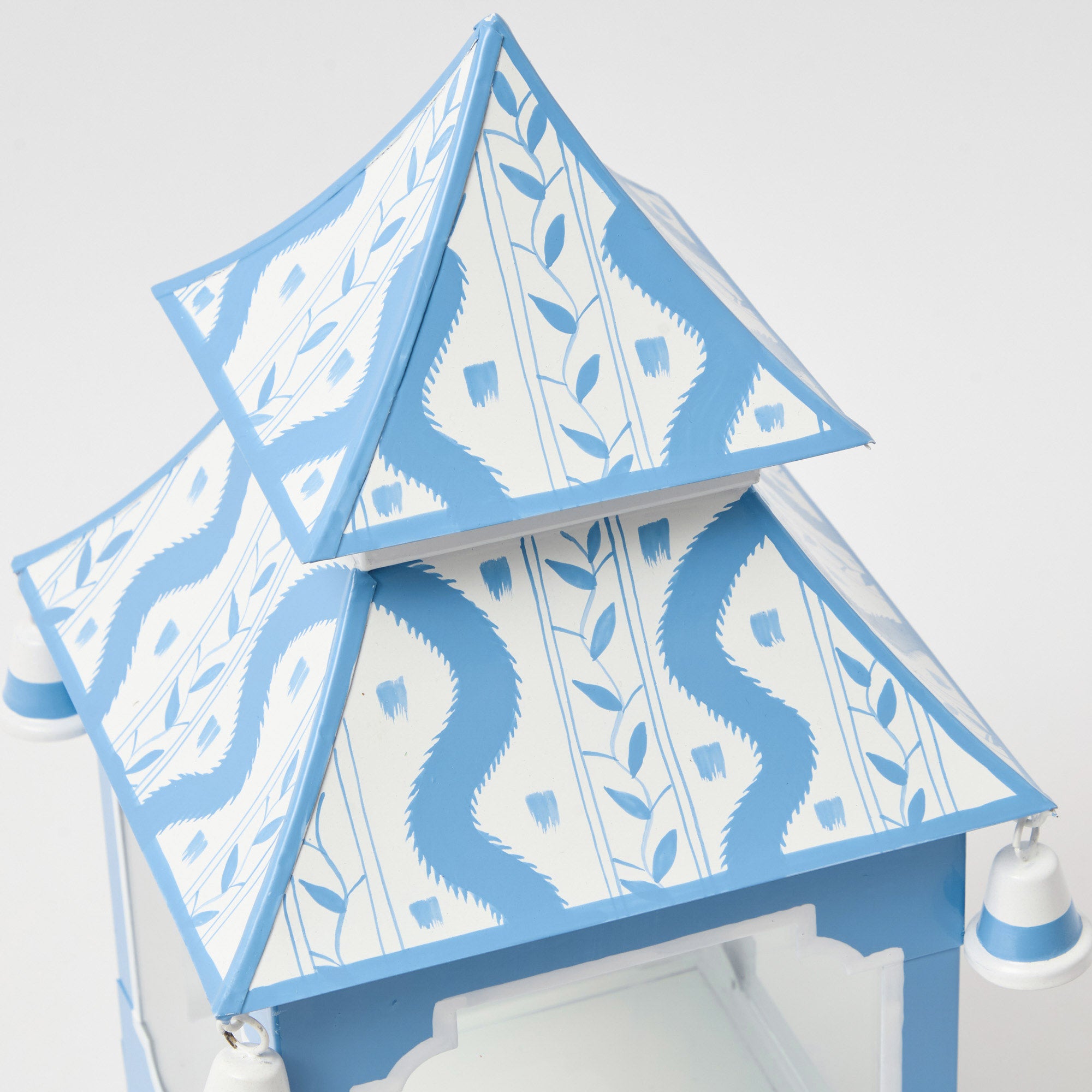 Mini Blue Ikat Pagoda Lantern (Pair)