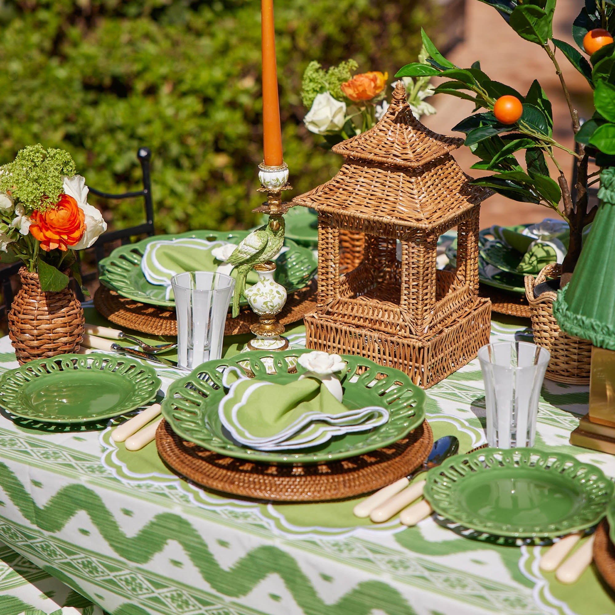 Small Green Parrot Candle Holders (Pair)