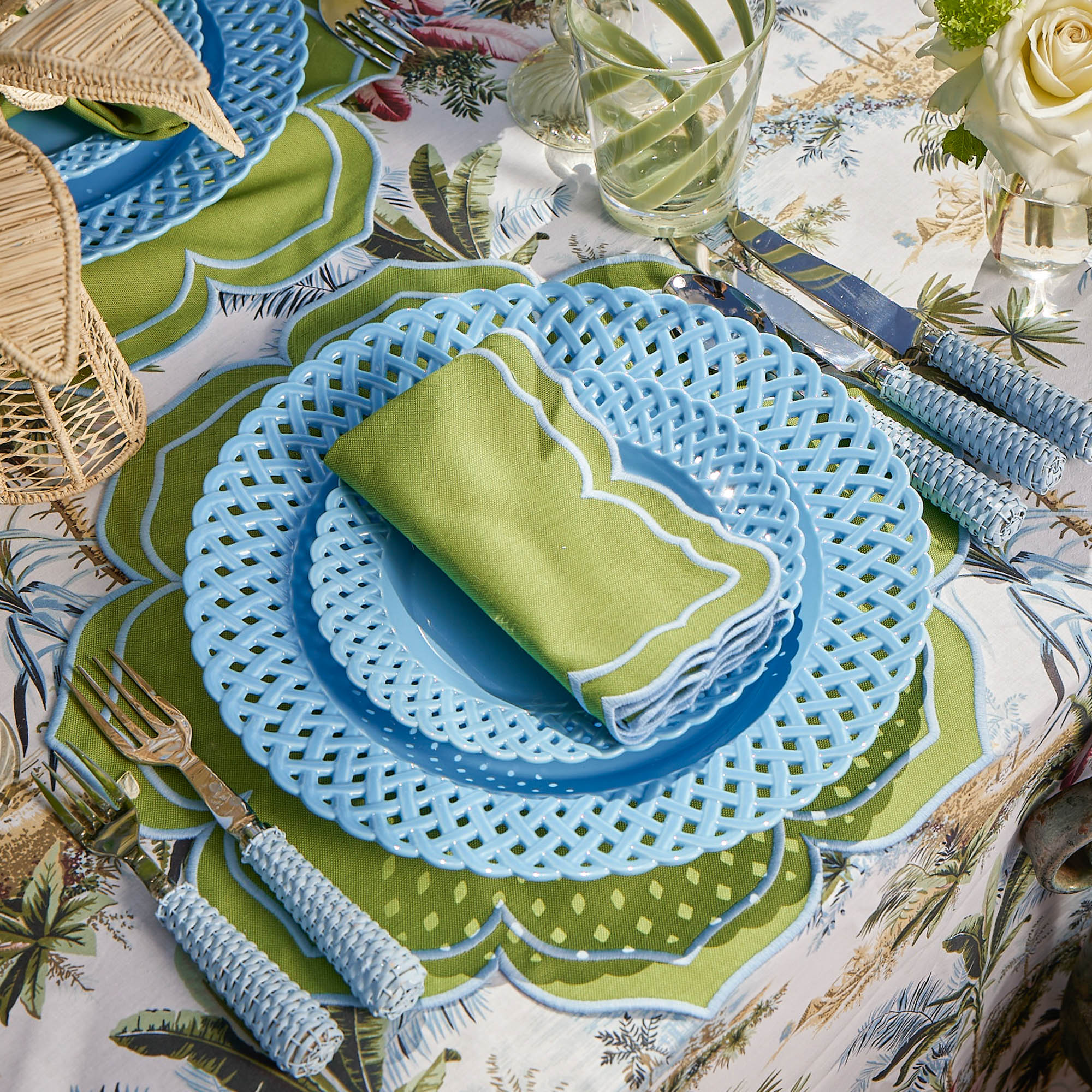 Green Fleur Placemats (Set of 4)