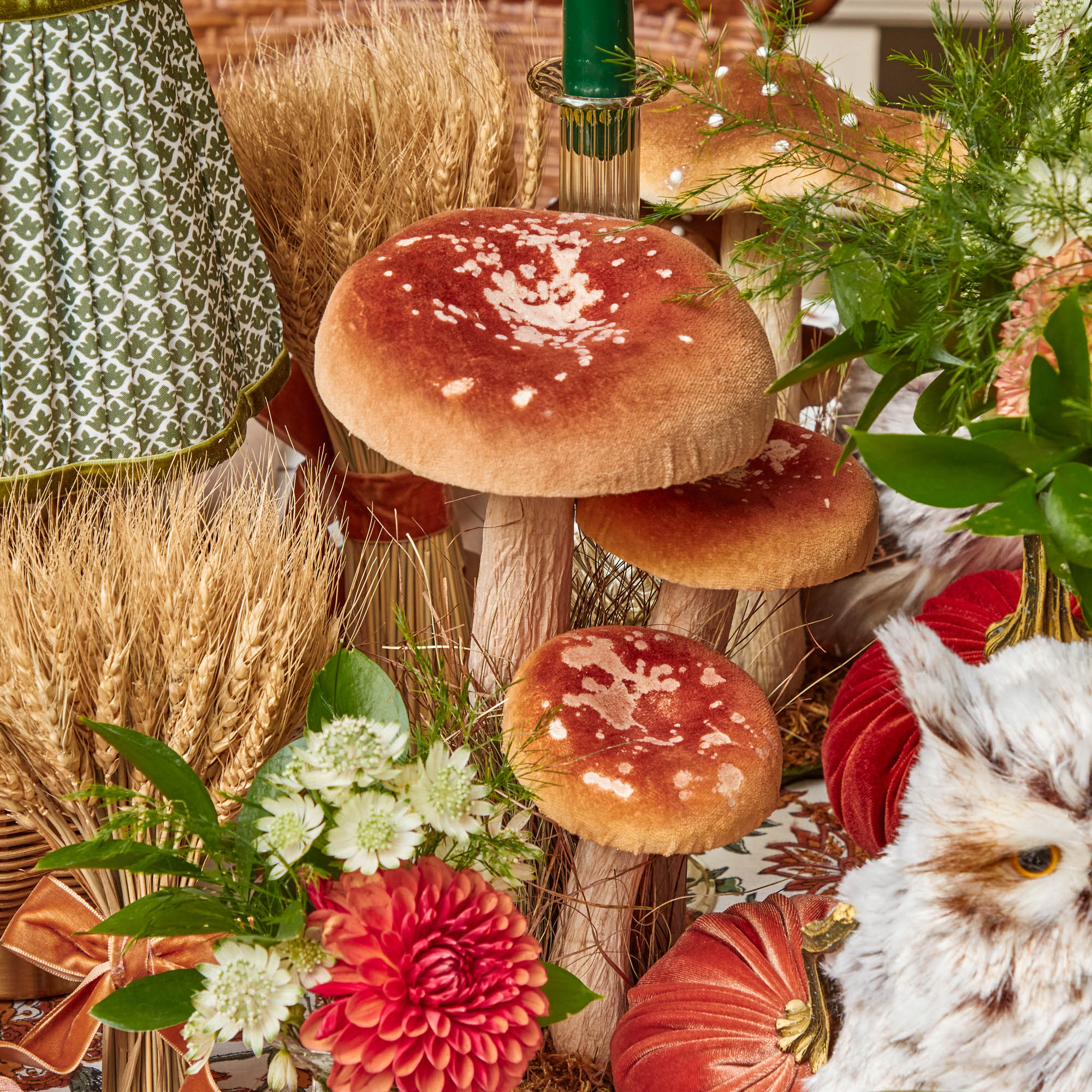 Tall Orange Speckled Mushrooms (Set of 3)
