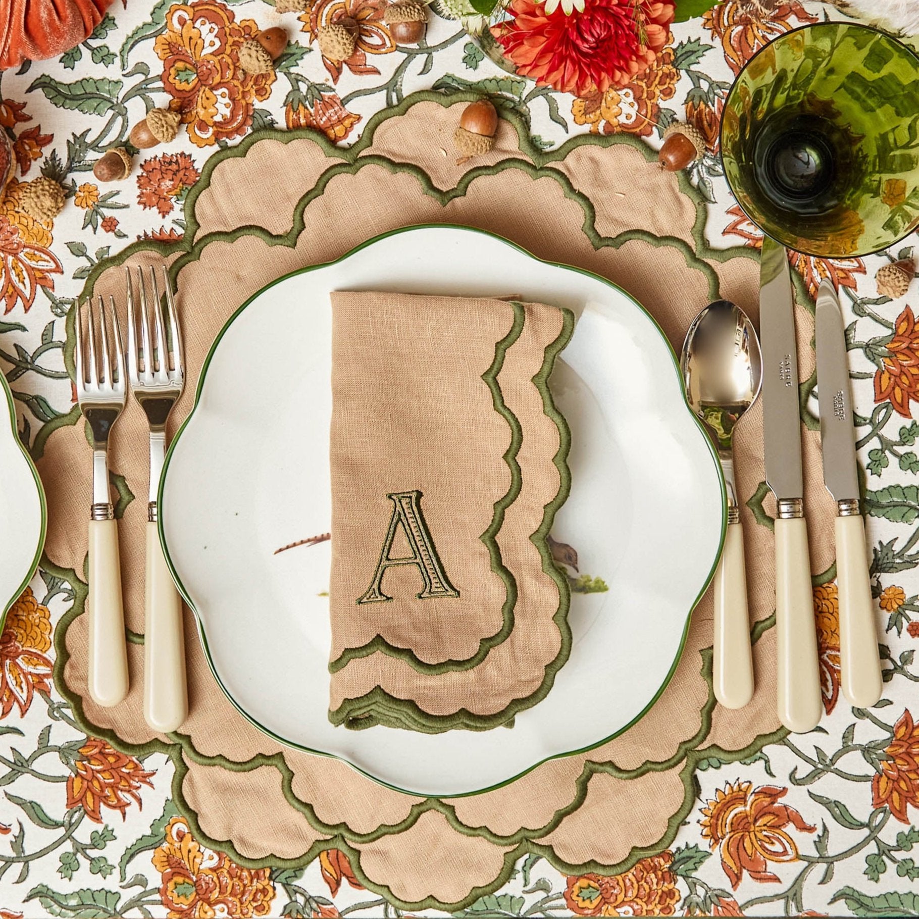 Sand & Green Lily Placemats (Set of 4)