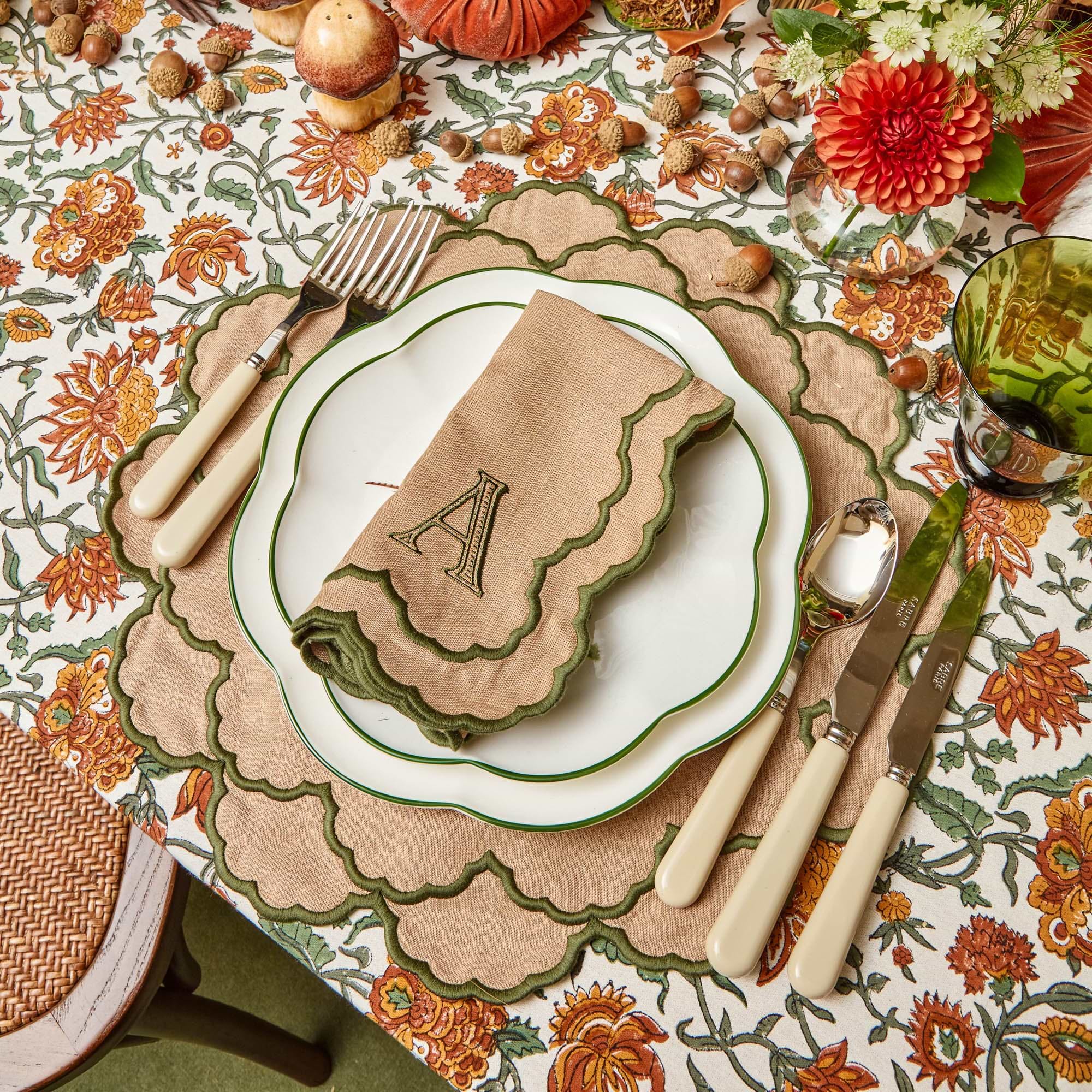 Sand & Green Lily Placemats (Set of 4)