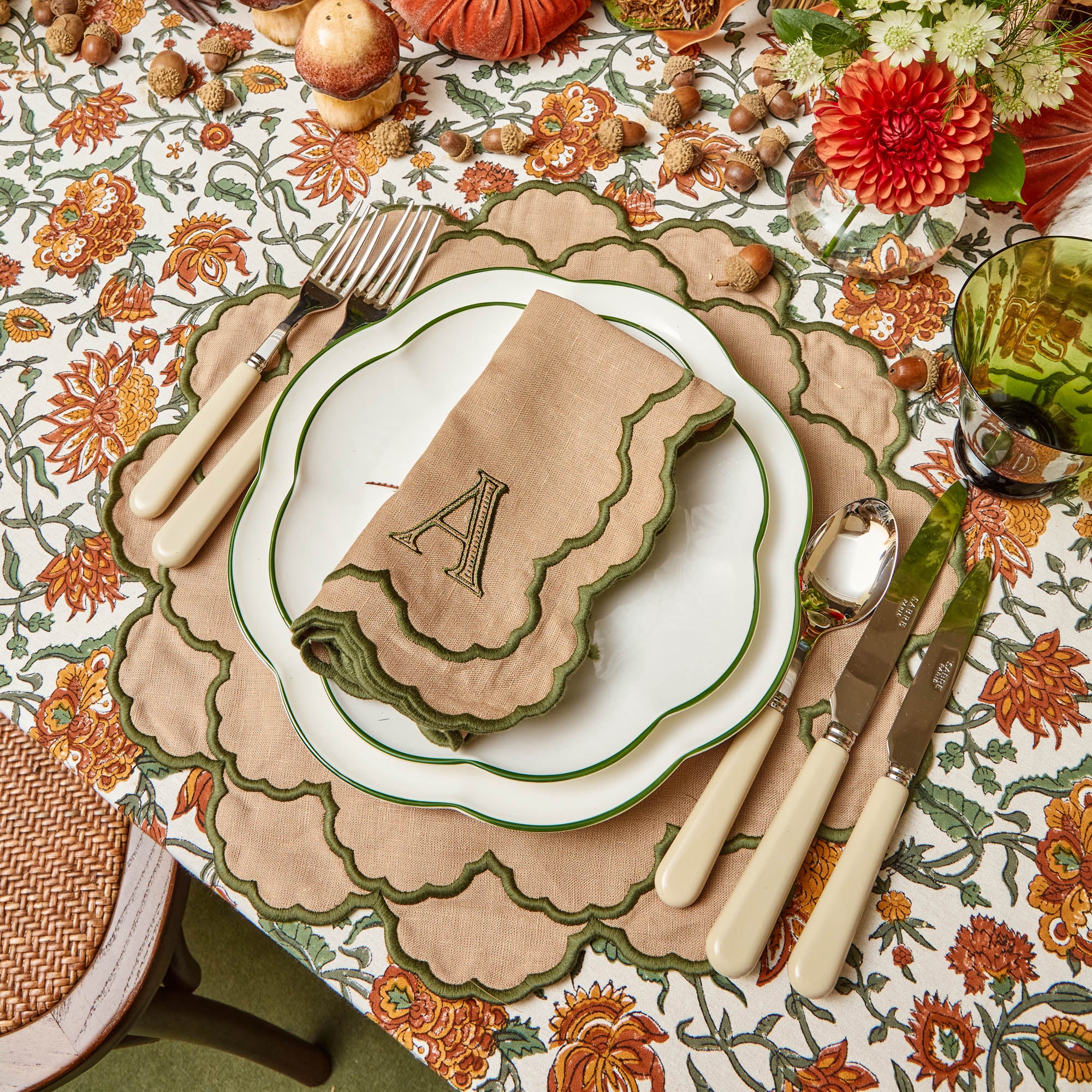 Sand & Green Lily Placemats (Set of 4)