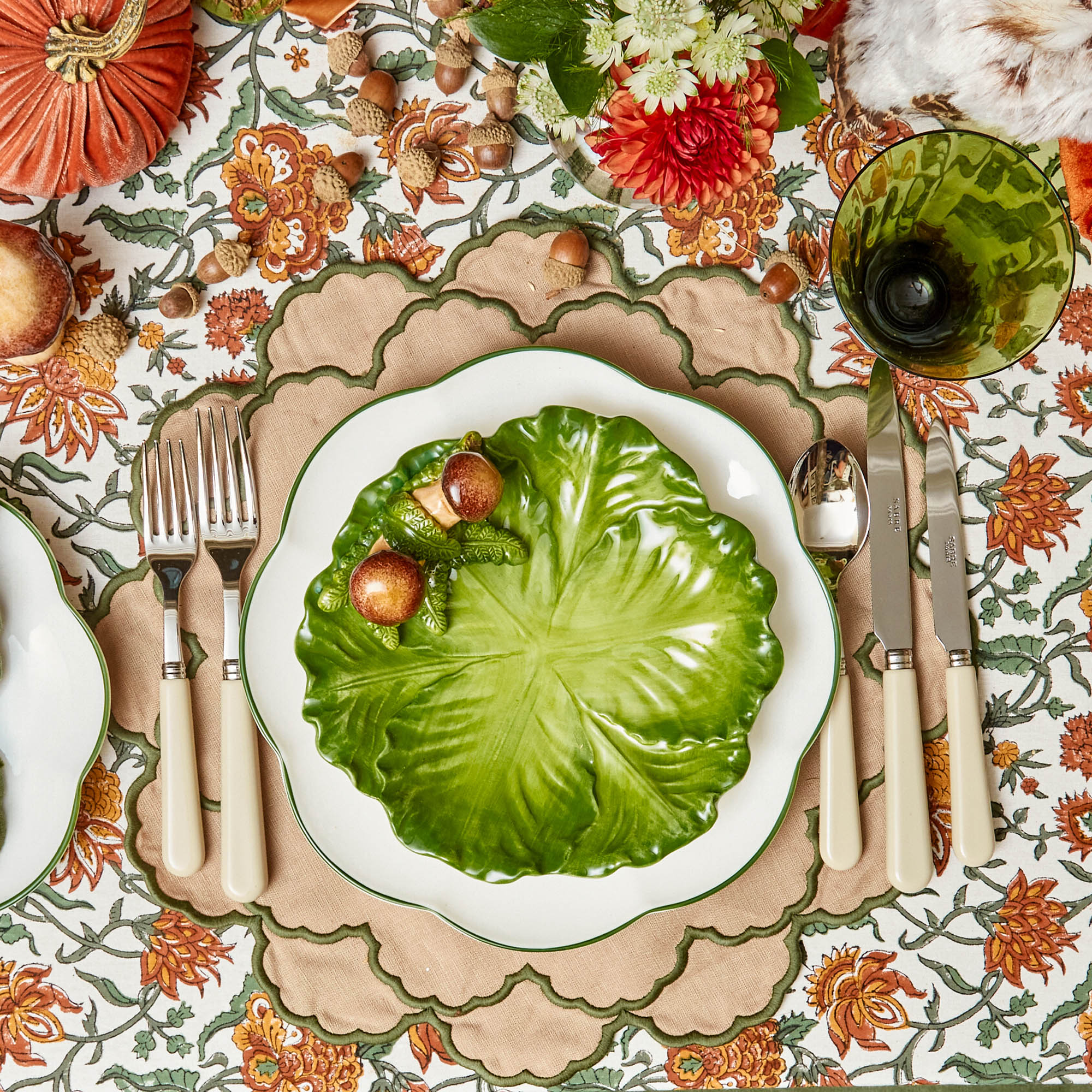 Sand & Green Lily Placemats (Set of 4)