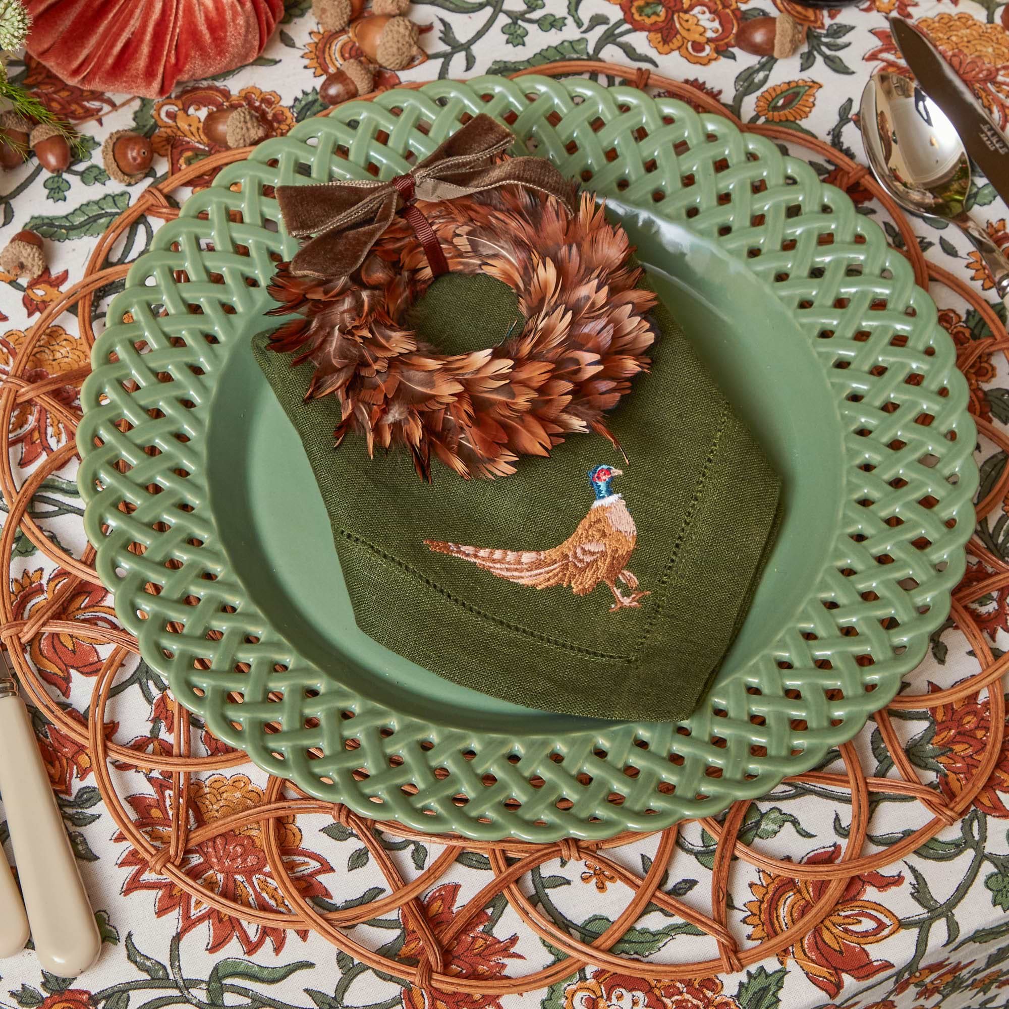 Sage Basketweave Dinner Plate