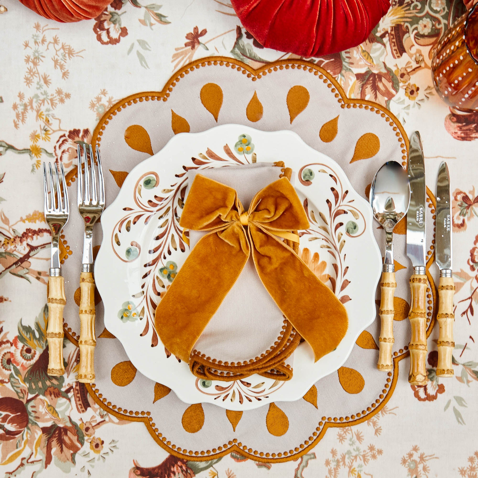 Taupe & Mustard Bettina Placemats (Set of 4)