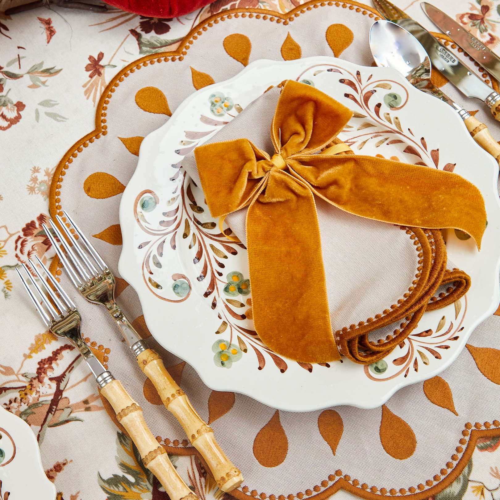 Bettina Taupe & Mustard Placemats & Napkins (Set of 4)