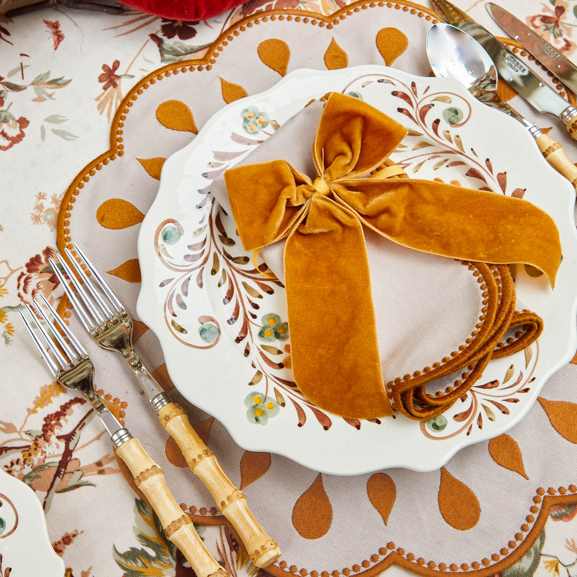 Bettina Taupe & Mustard Placemats & Napkins (Set of 4)