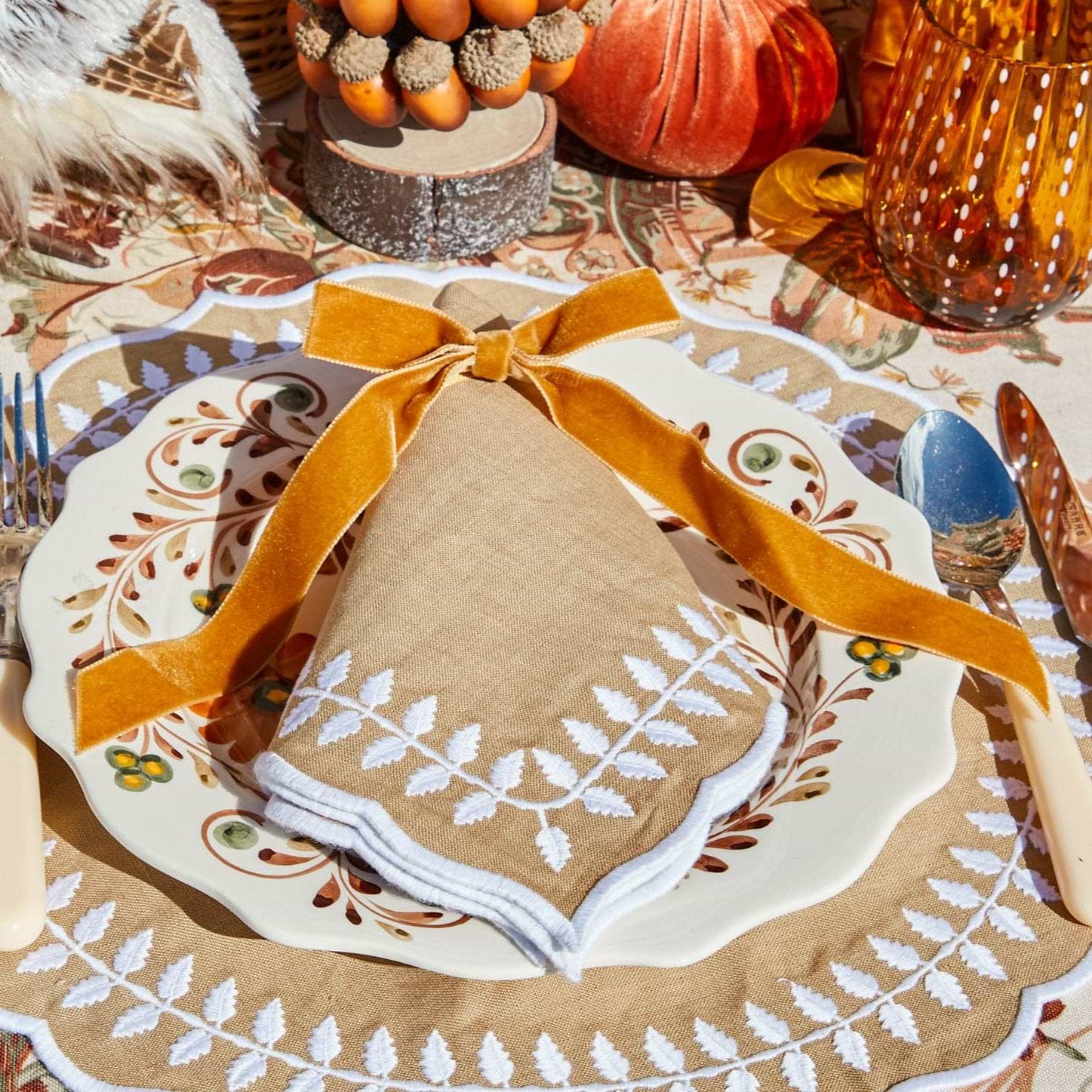 Mustard Velvet Bows (Set of 4) - 20cm