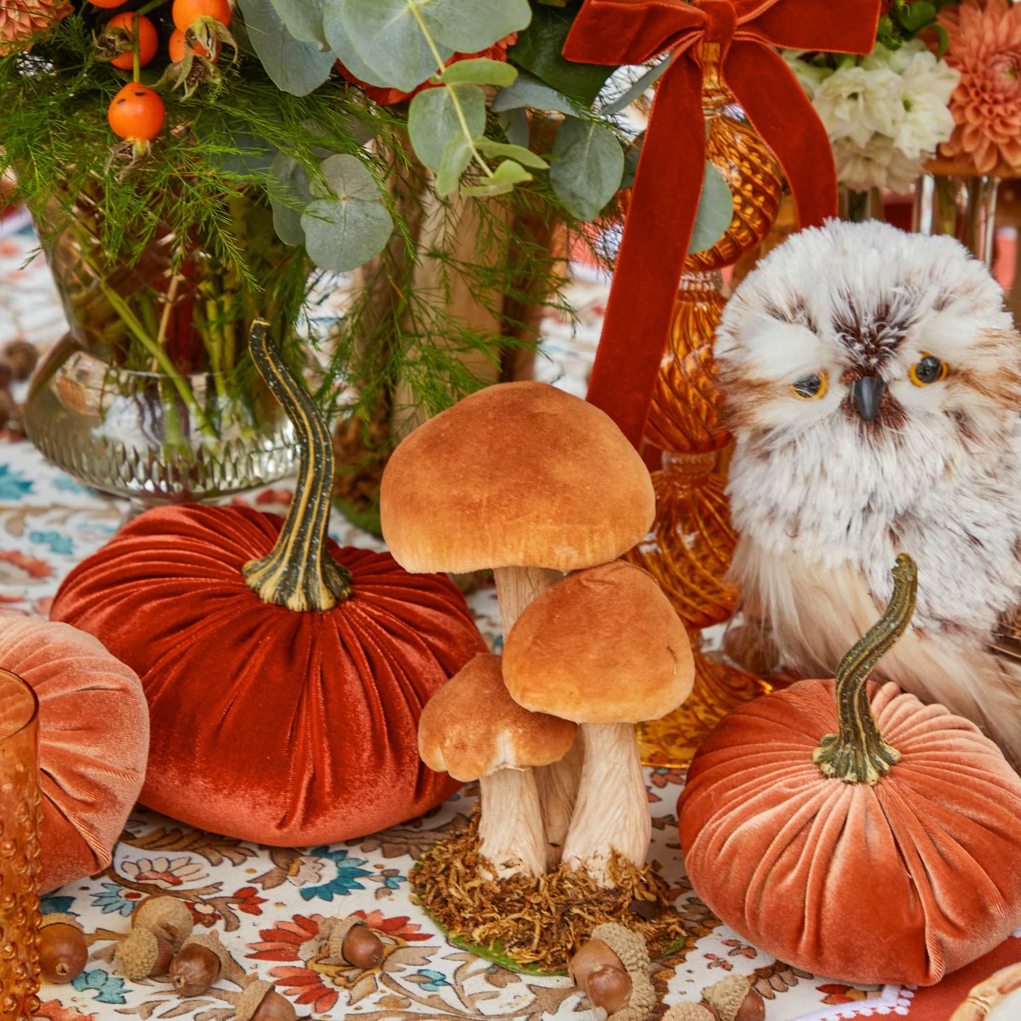 Small Orange Mushrooms (Set of 3)