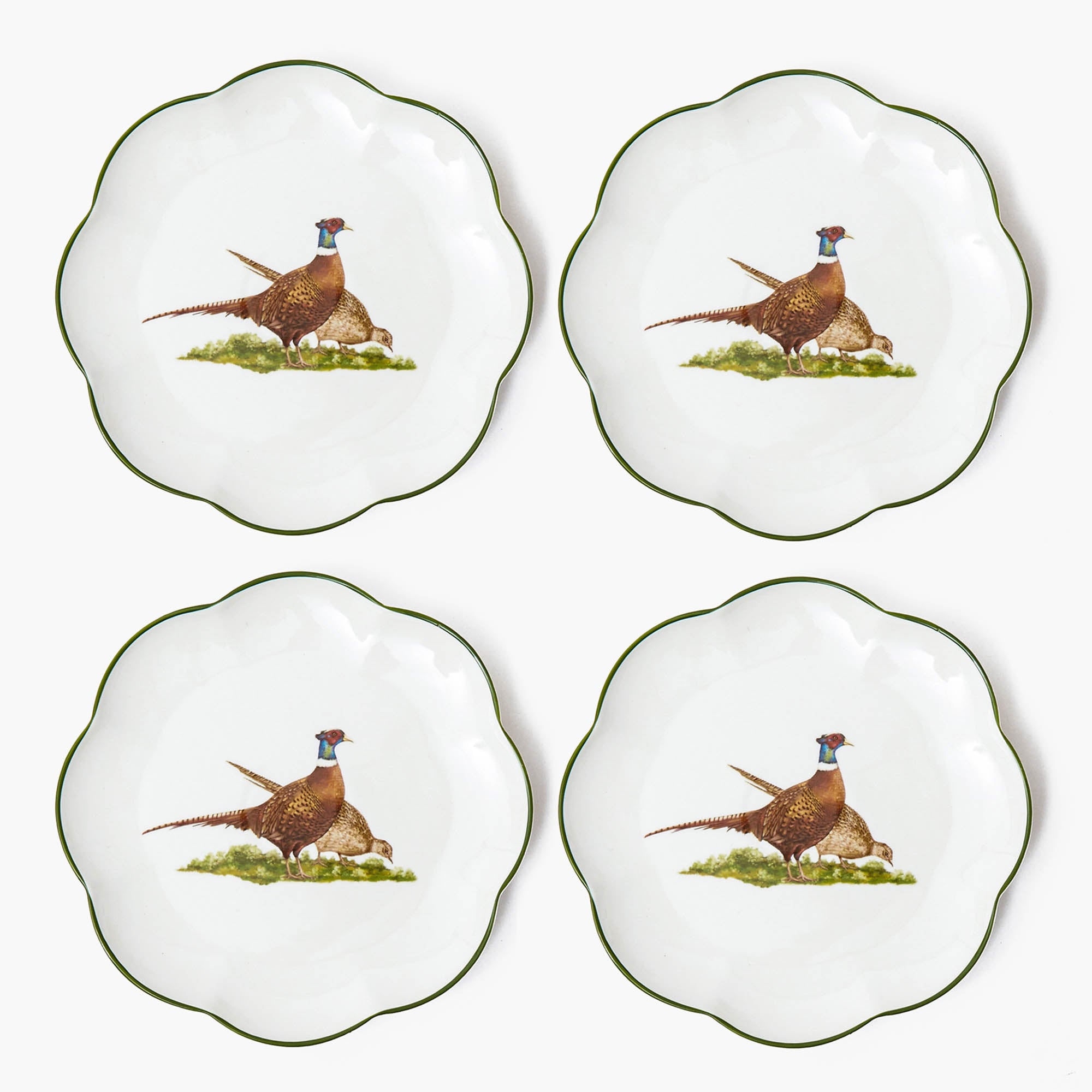 Scalloped Pheasant Starter Plates (Set of 4)