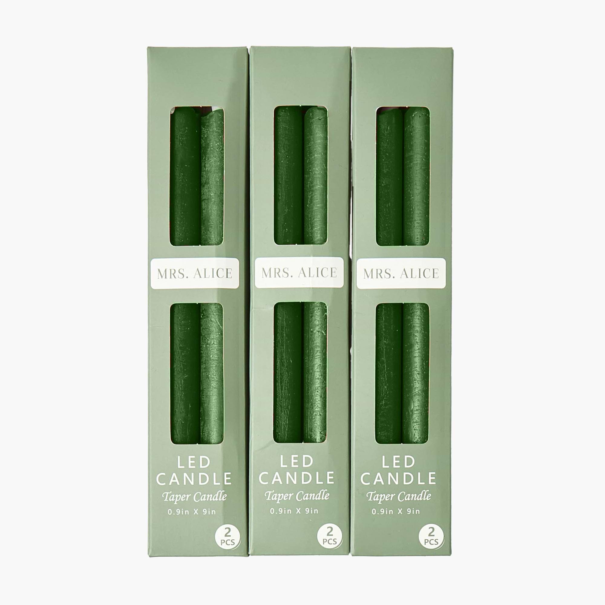 Forest Green LED Dinner Candles (Set of 6)