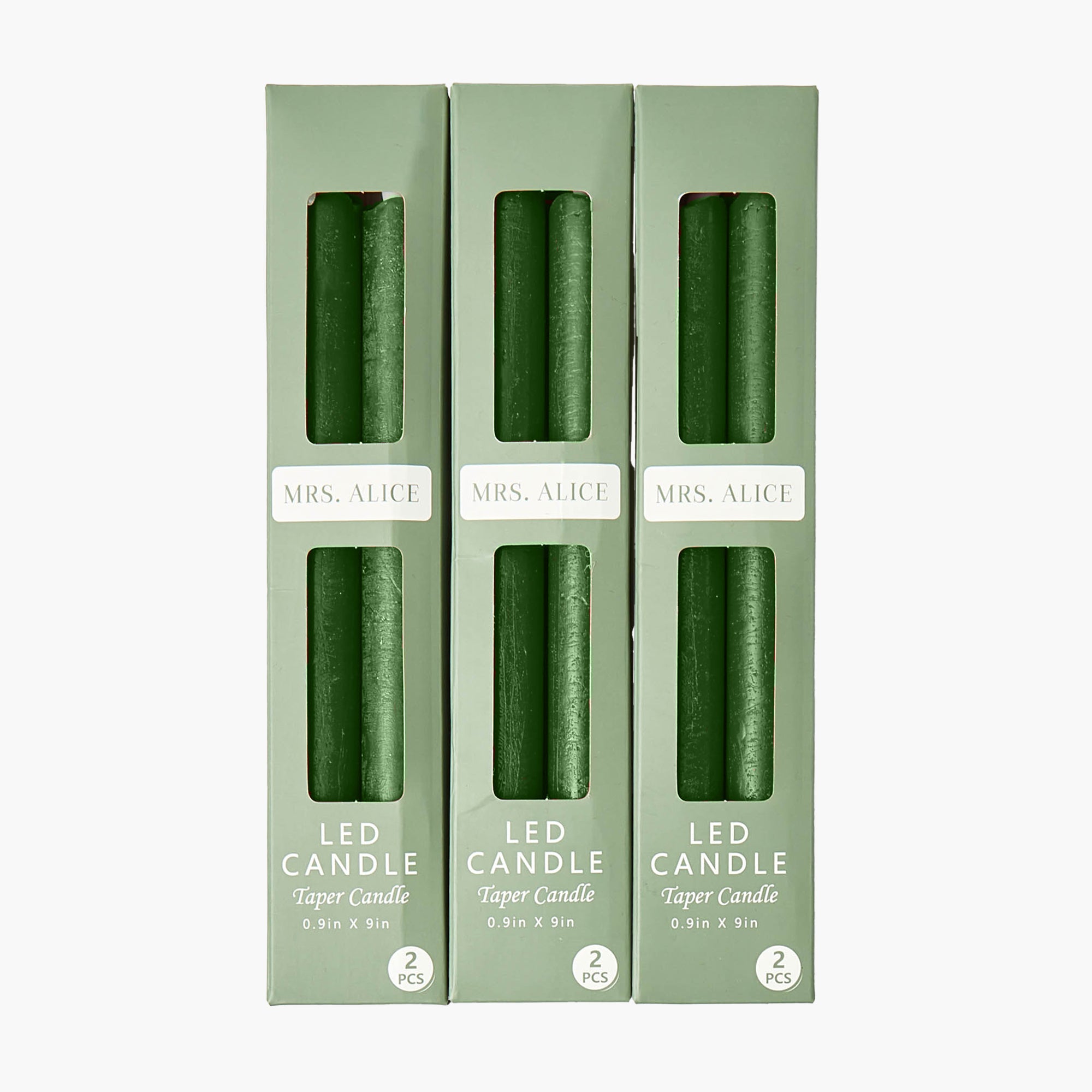 Forest Green LED Dinner Candles (Set of 6)