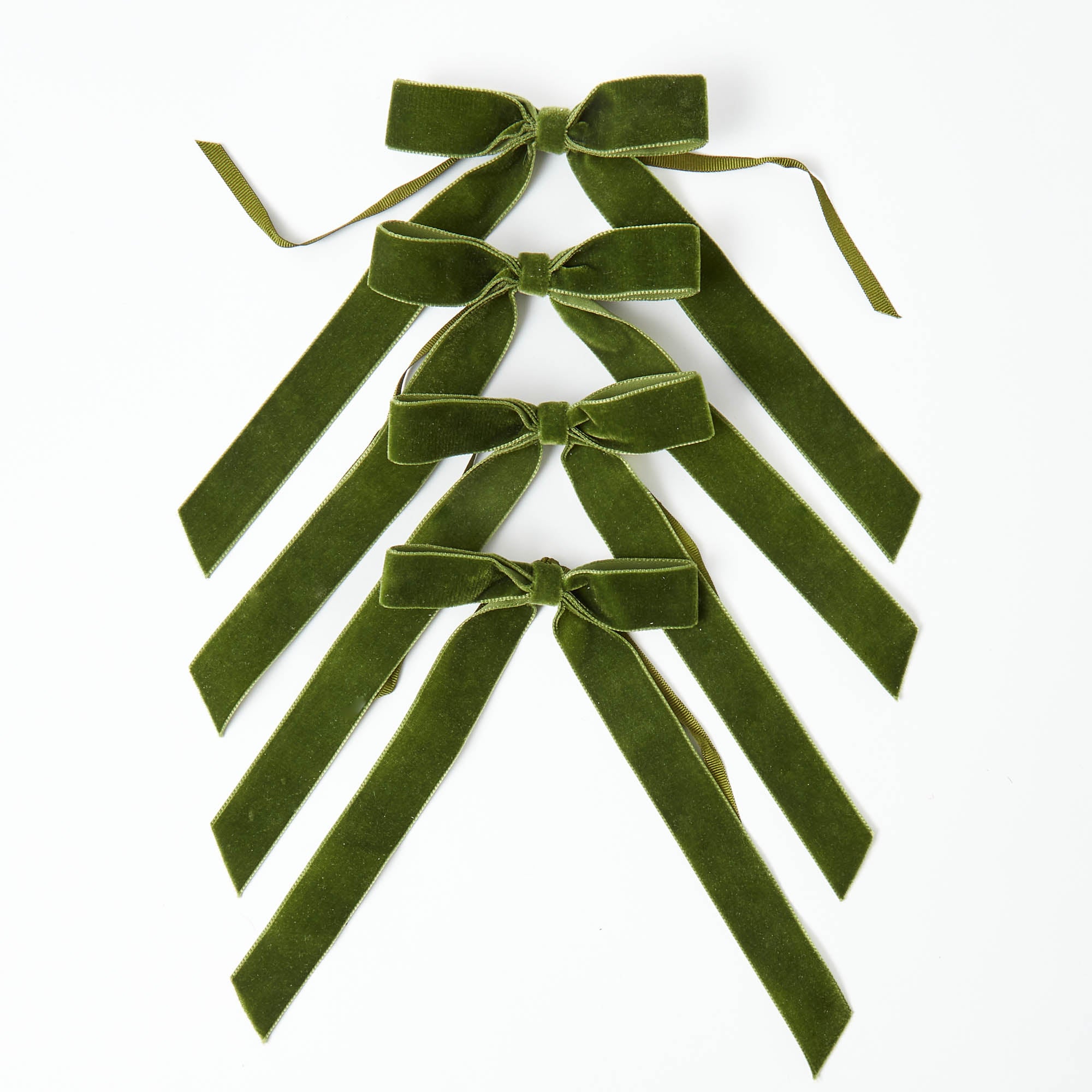 Forest Green Velvet Bows (Set of 4) - 20cm