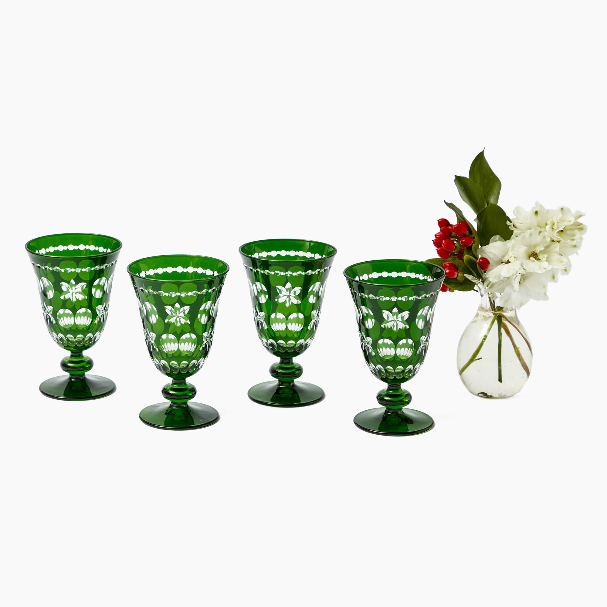 Emerald Anita Engraved Wine Glasses (Set of 4)
