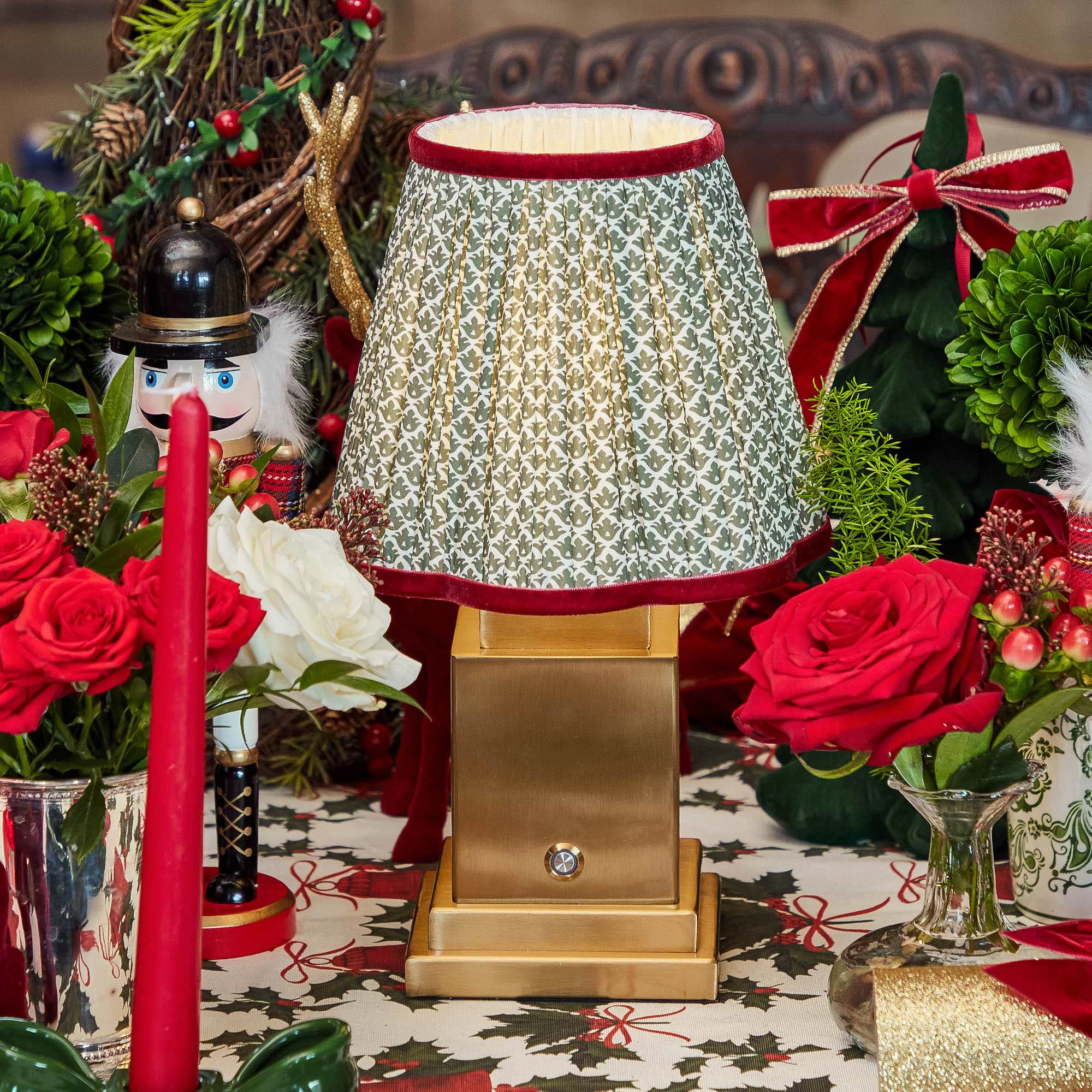 Olive & Red Lotus Lampshade (18cm)