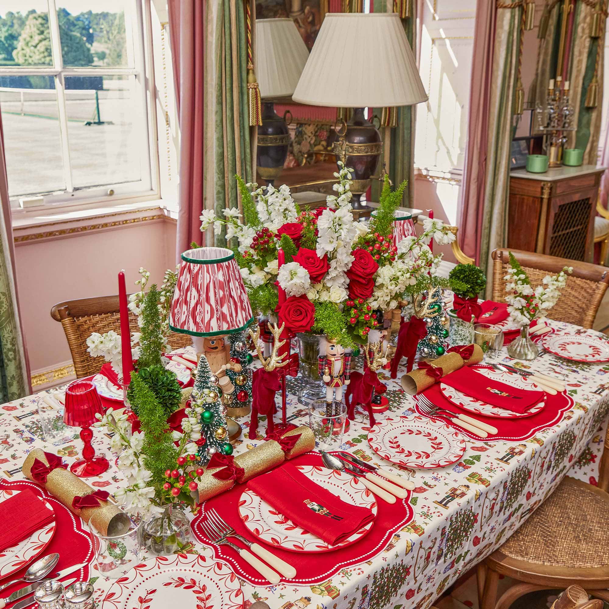 Eloise Red Linen Placemats & Nutcracker Napkins (Set of 4)
