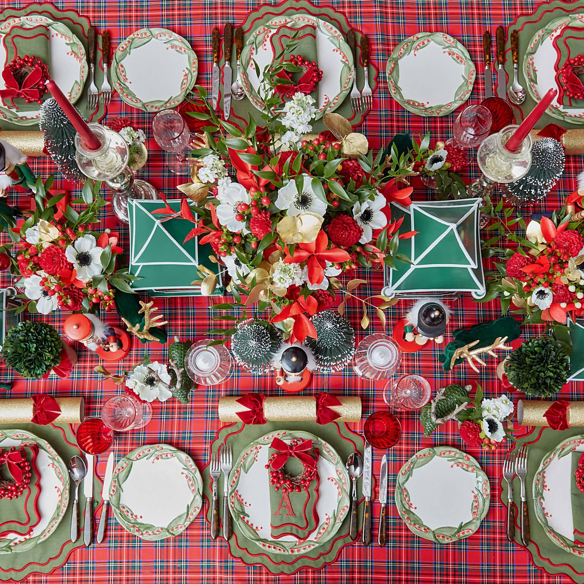 Set the stage for a festive feast with Katherine Green & Red Placemats (Set of 4).