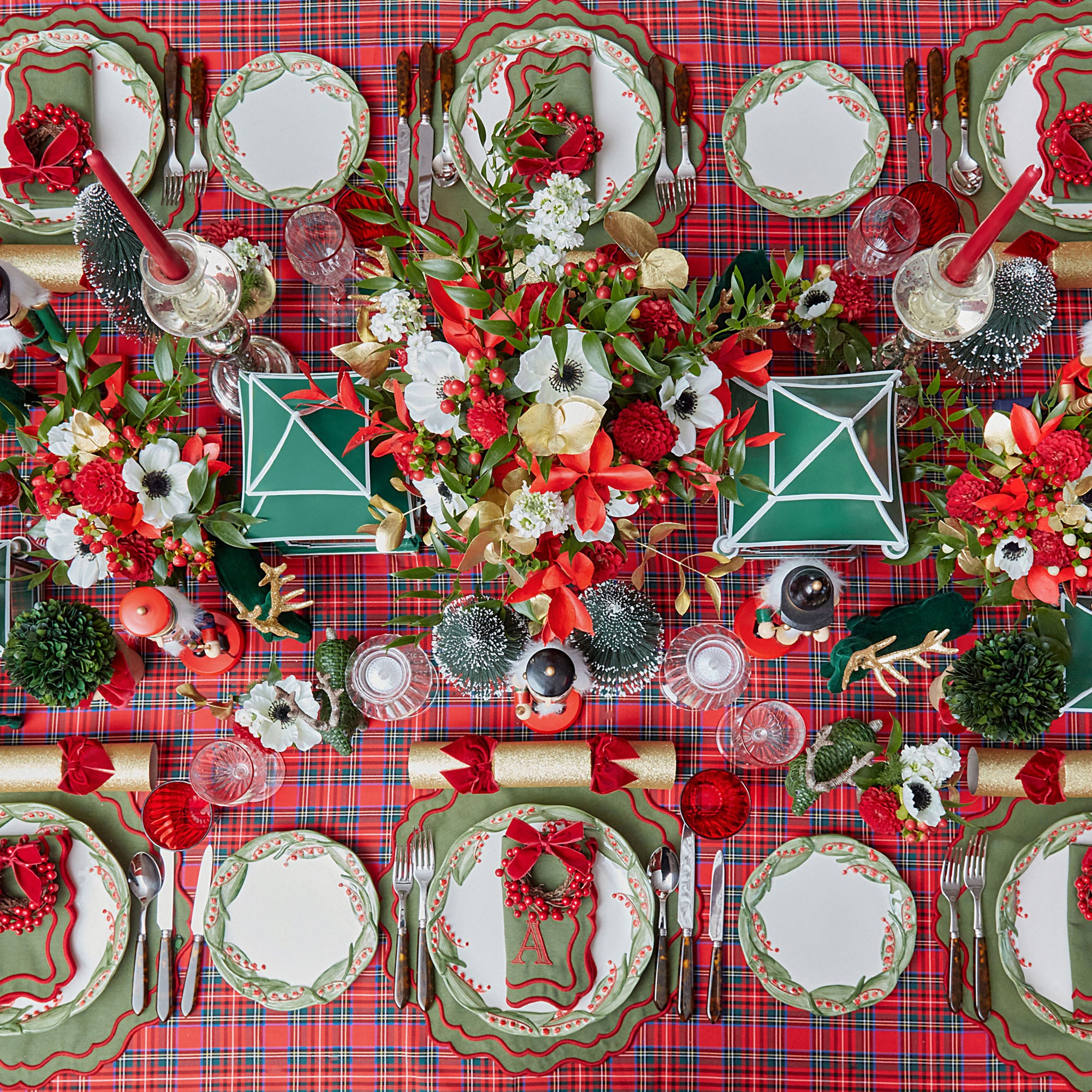 Set the stage for a festive feast with Katherine Green & Red Placemats (Set of 4).