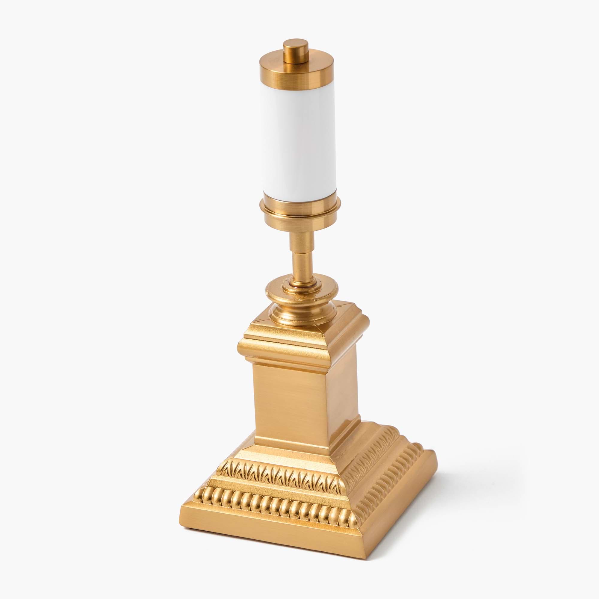 Short Corinthian Square Rechargeable Lamp with Cream Shade (18cm)