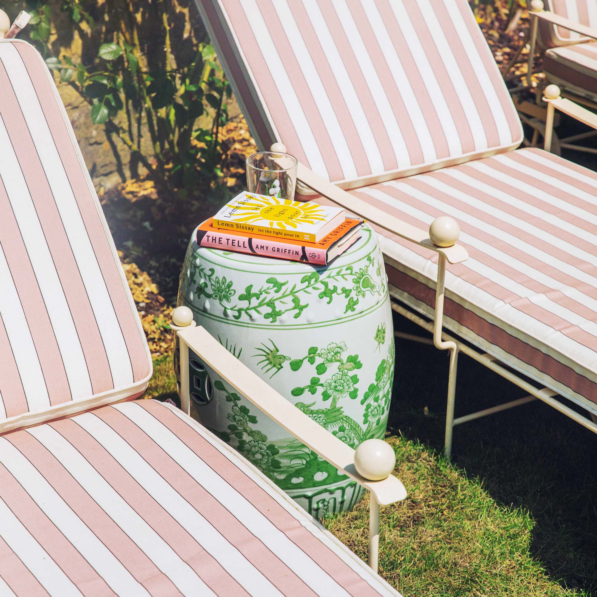 Green Chinoiserie Ceramic Stool