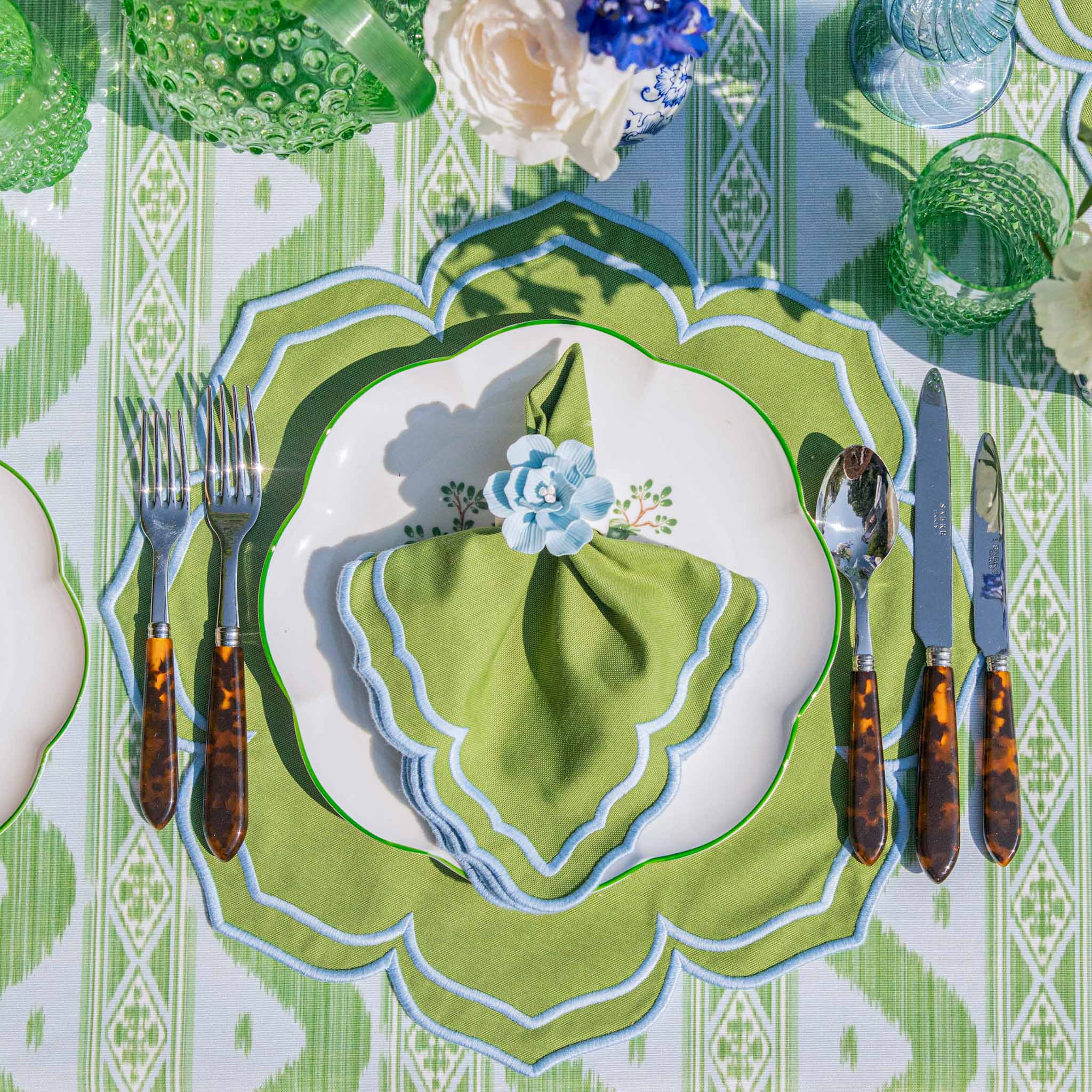 Fleur Green Placemats & Napkins (Set of 4)