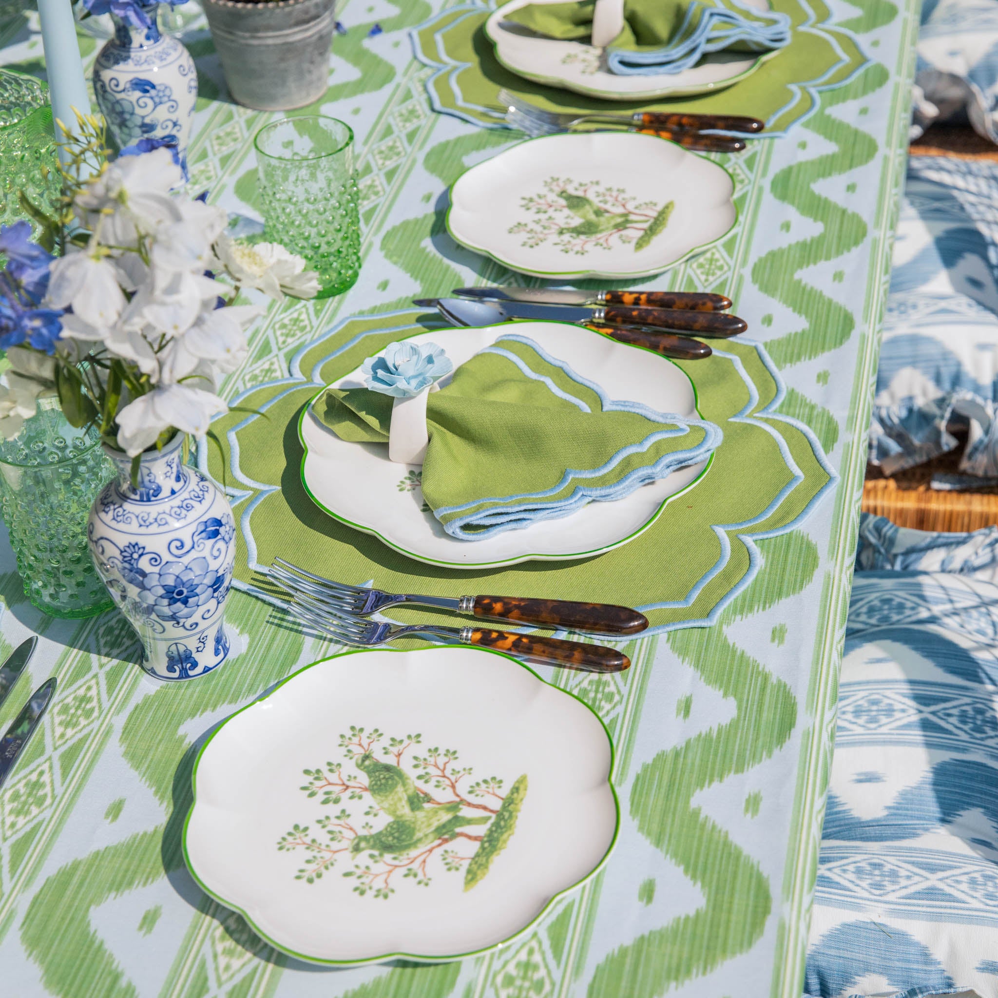 Fleur Green Placemats & Napkins (Set of 4)