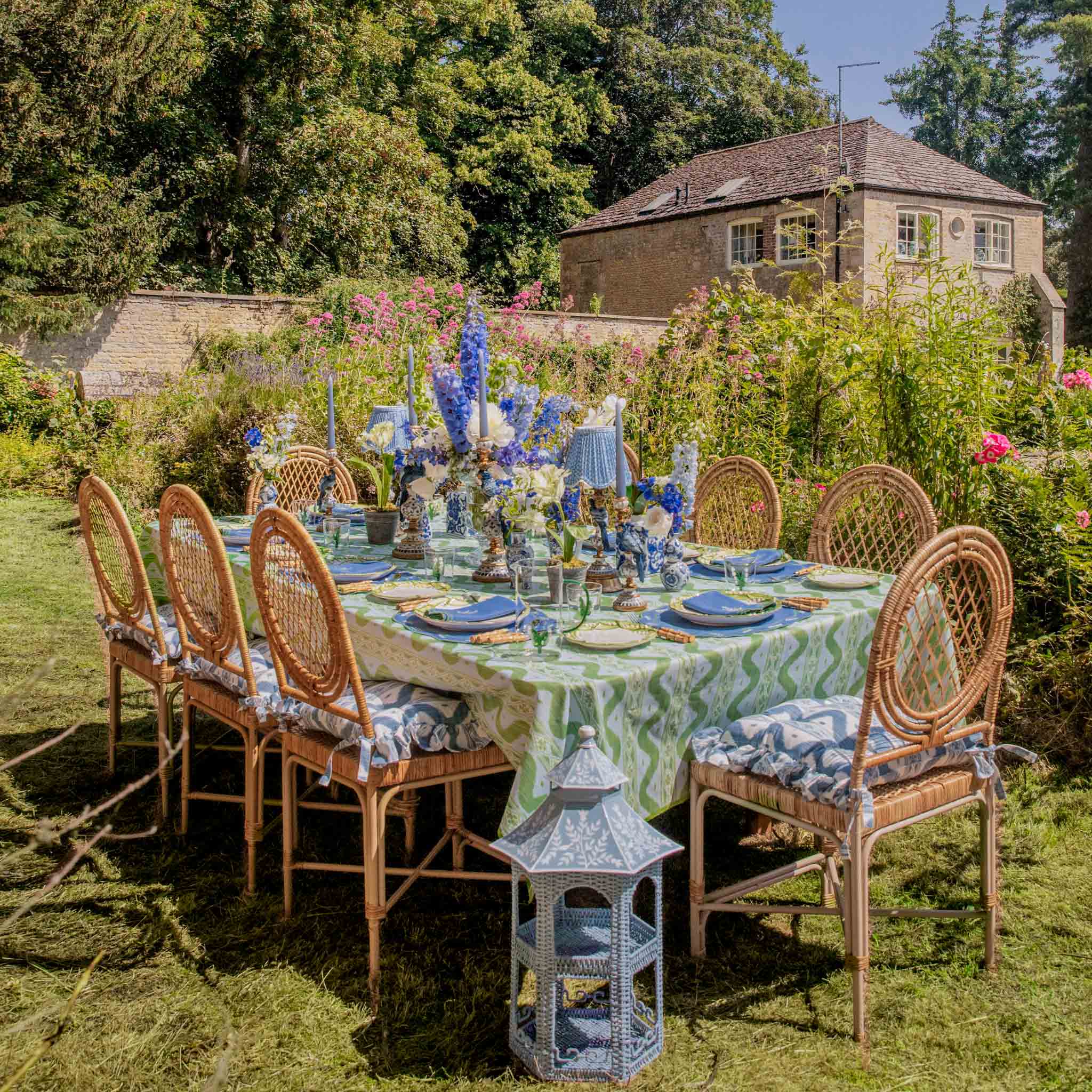 Blue Lily of the Valley Linen Placemats (Set of 4)