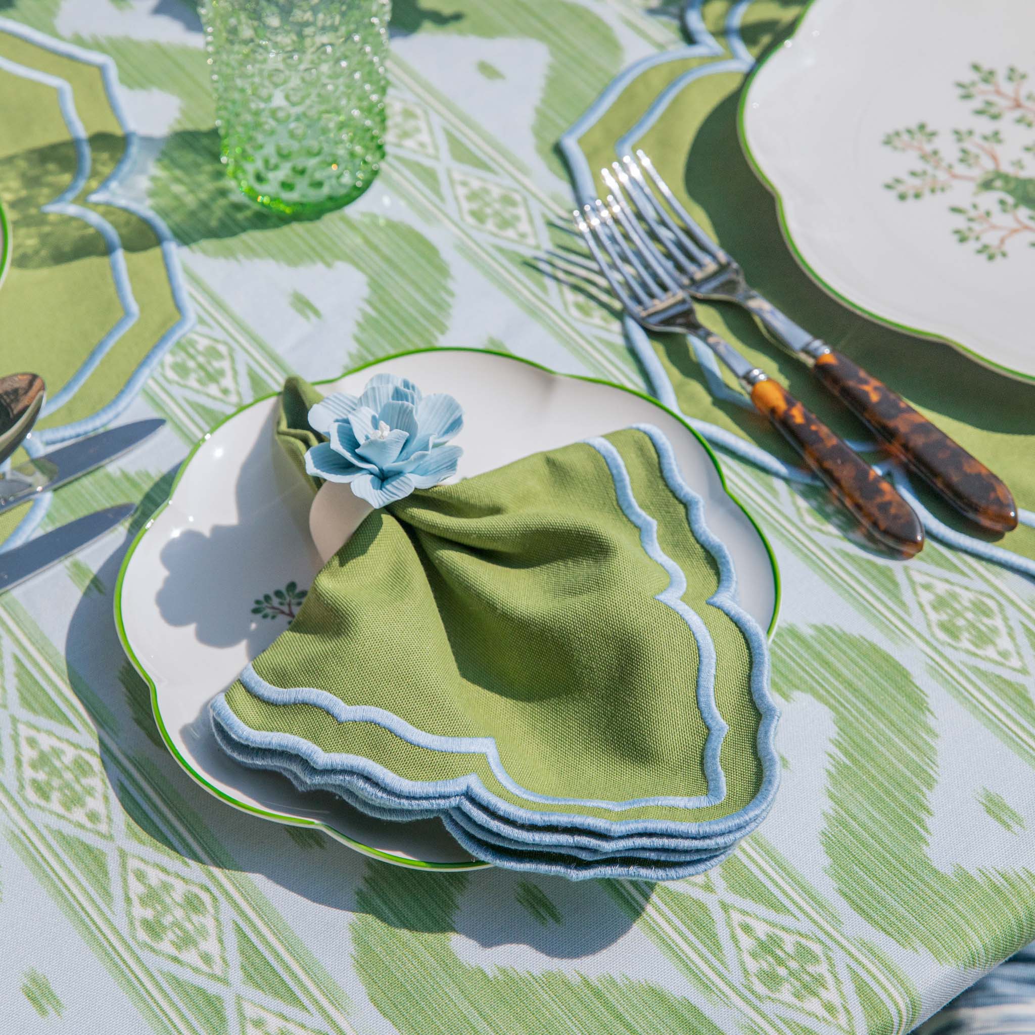 Fleur Green Placemats & Napkins (Set of 4)