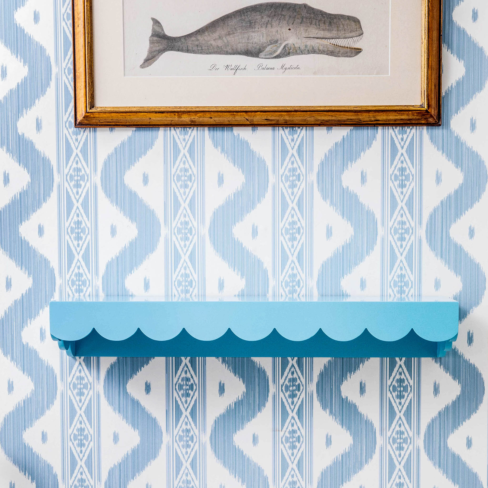 Soft Blue Scalloped Lacquer Shelf