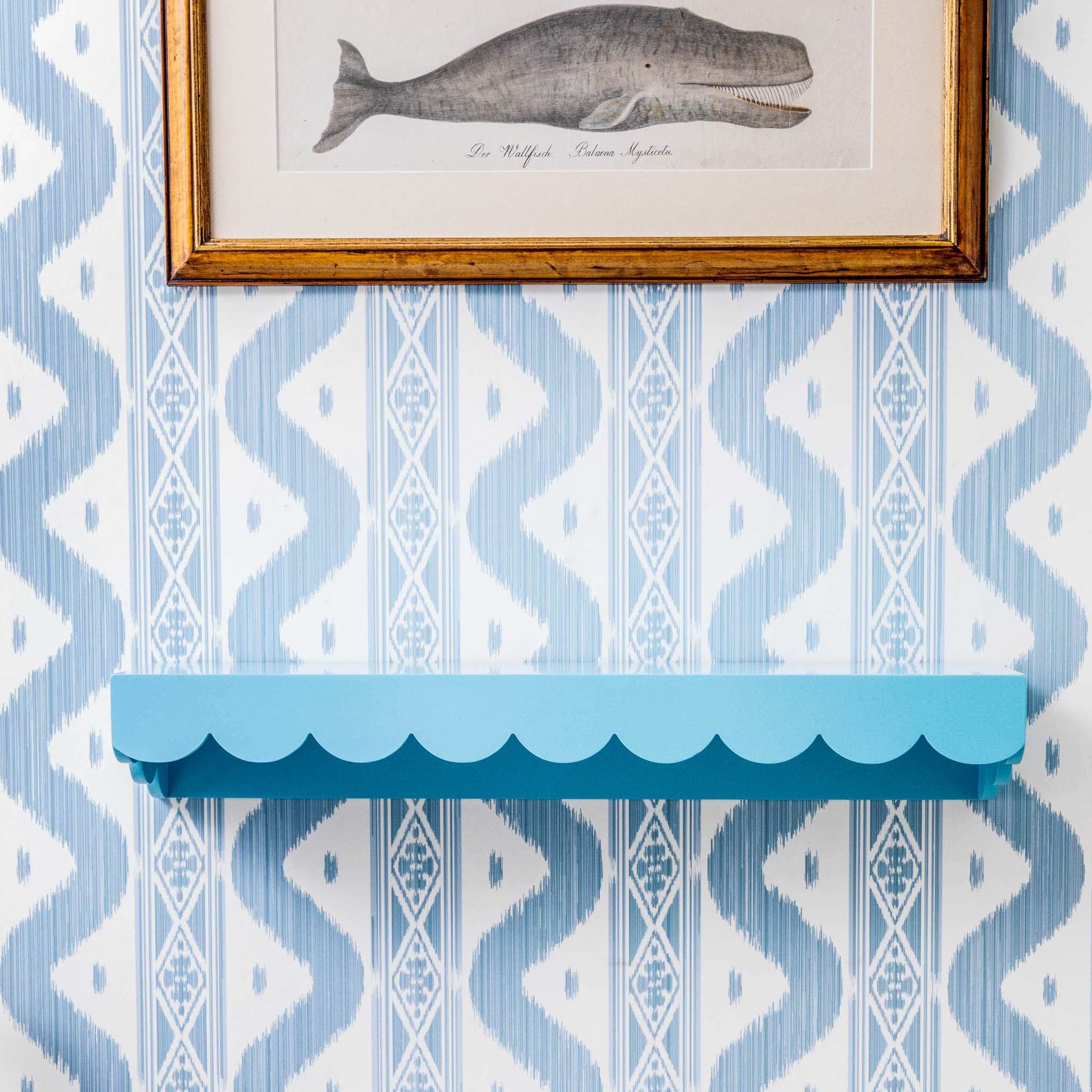 Soft Blue Scalloped Lacquer Shelf