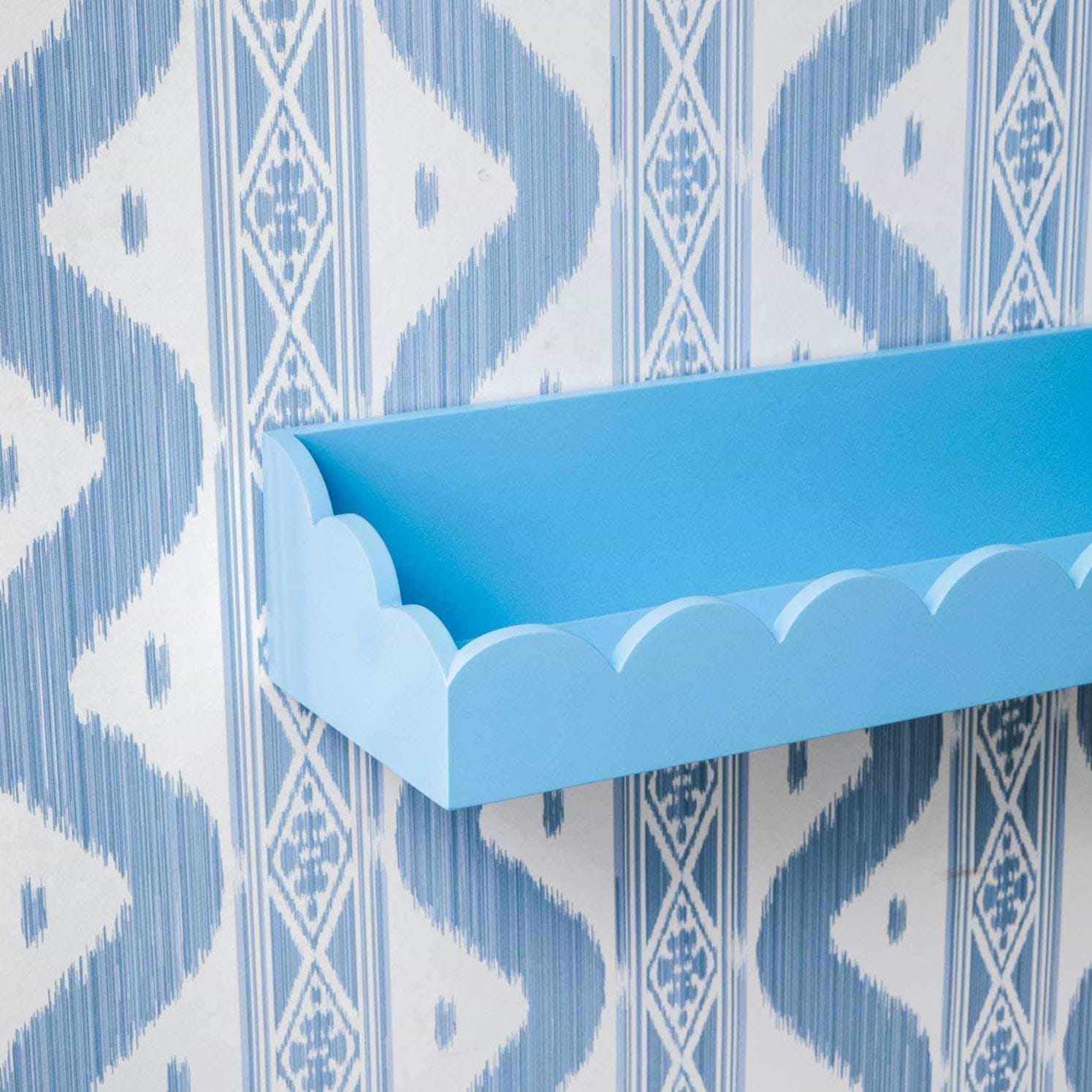 Soft Blue Scalloped Lacquer Shelf