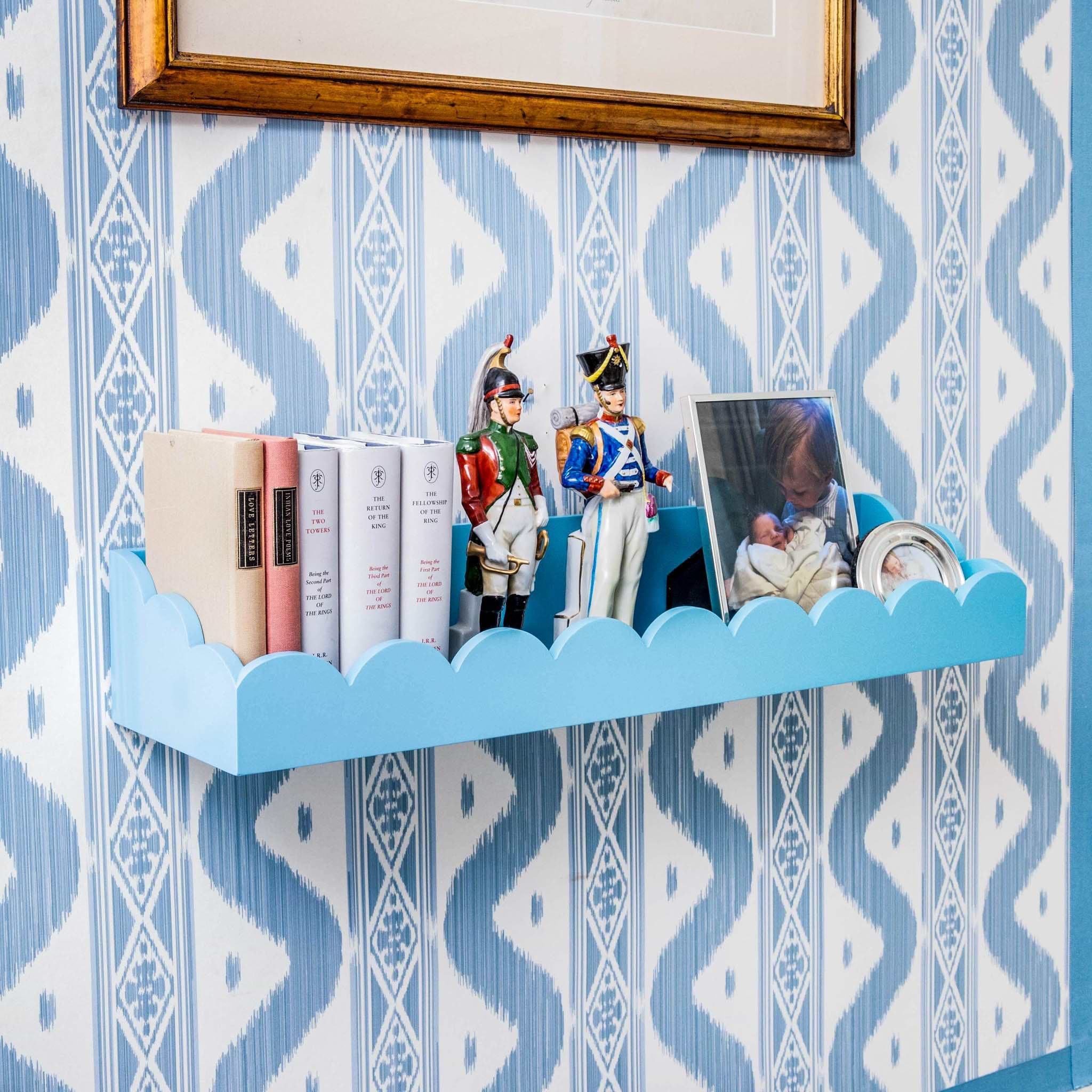 Soft Blue Scalloped Lacquer Shelf
