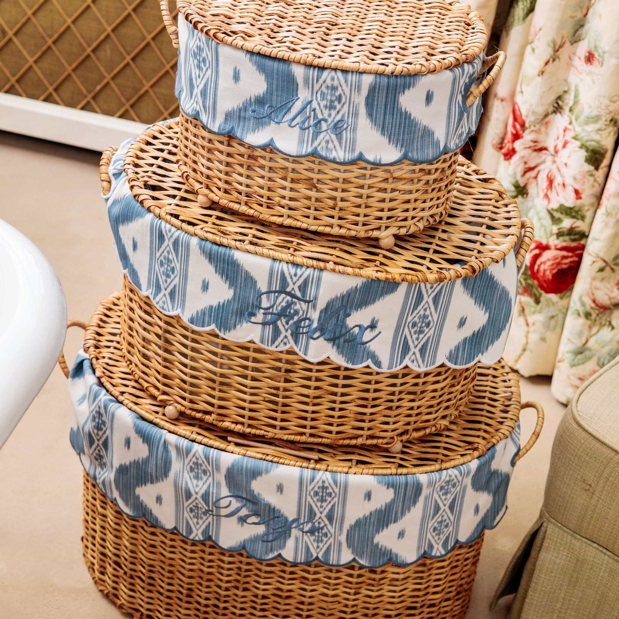 Isabella Rattan Basket with Ikat Liner (Medium)
