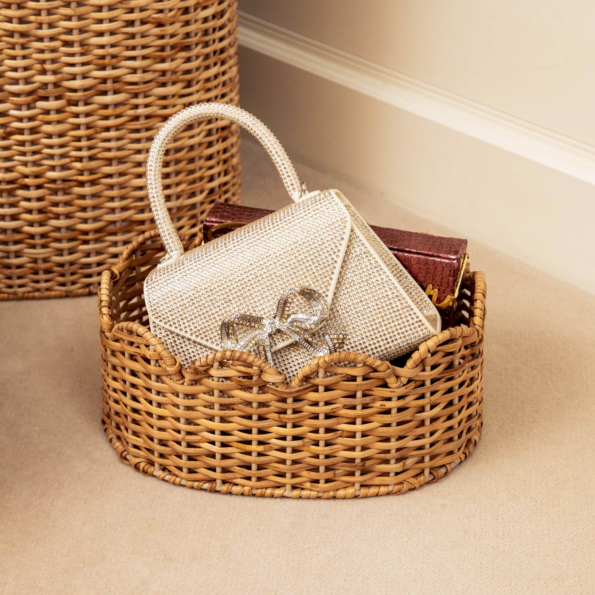Oval Scalloped Rattan Baskets (Set of 3)