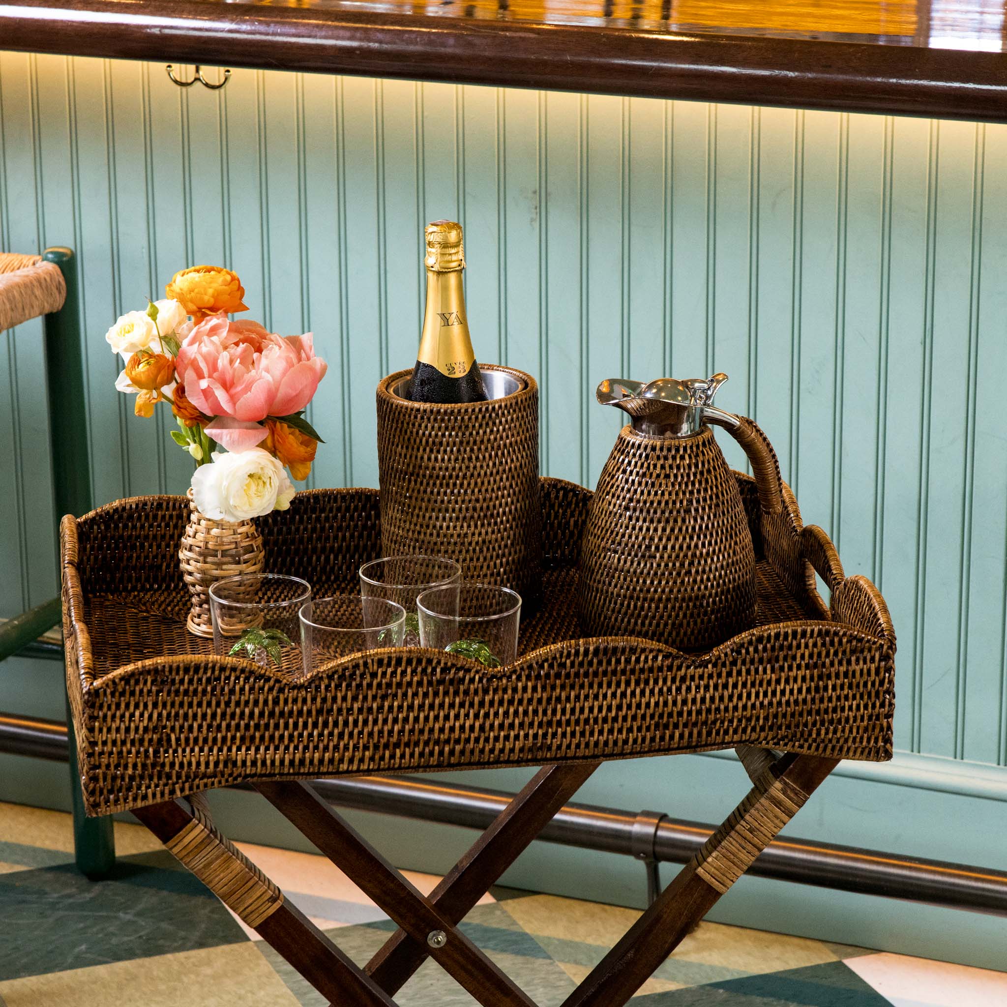 Dark Brown Rattan Wine Cooler