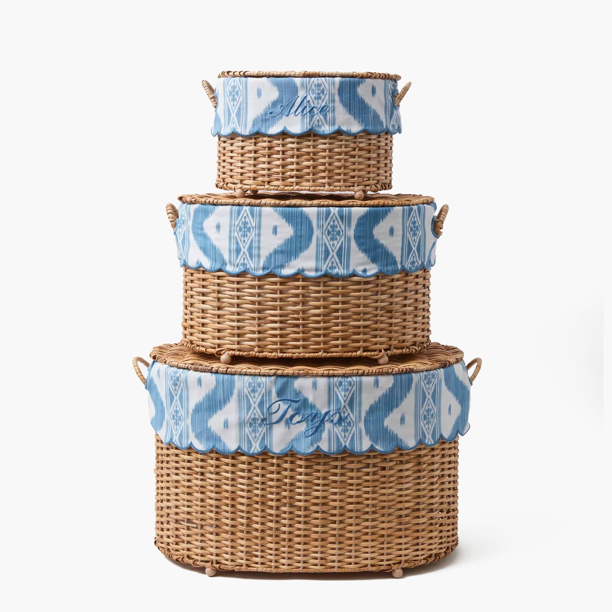 Isabella Rattan Basket with Ikat Liner (Medium)